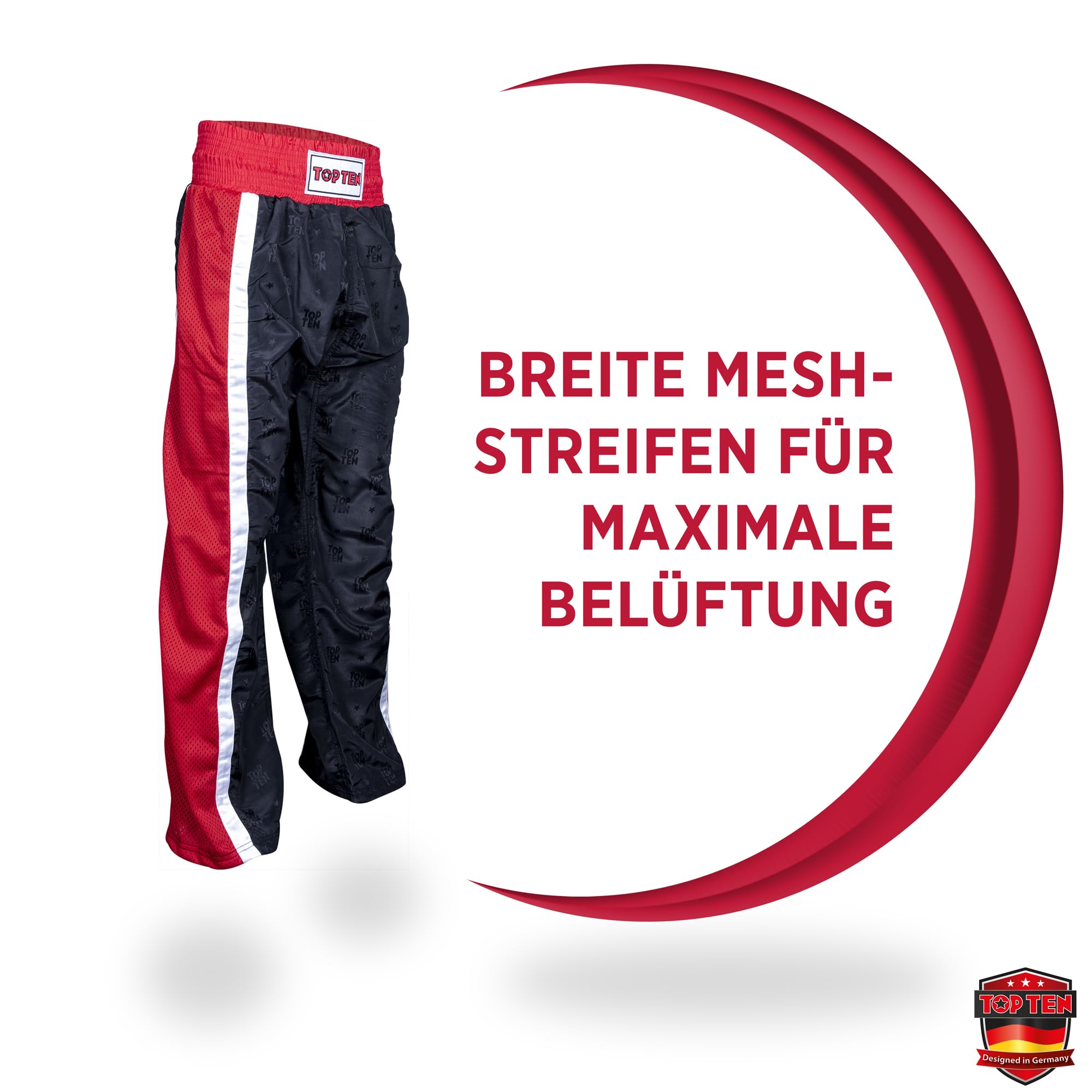 TOP TEN Kickboxhose Mesh | Pointfighting | Leicht- und Vollkontakt Kickboxen | WAKO