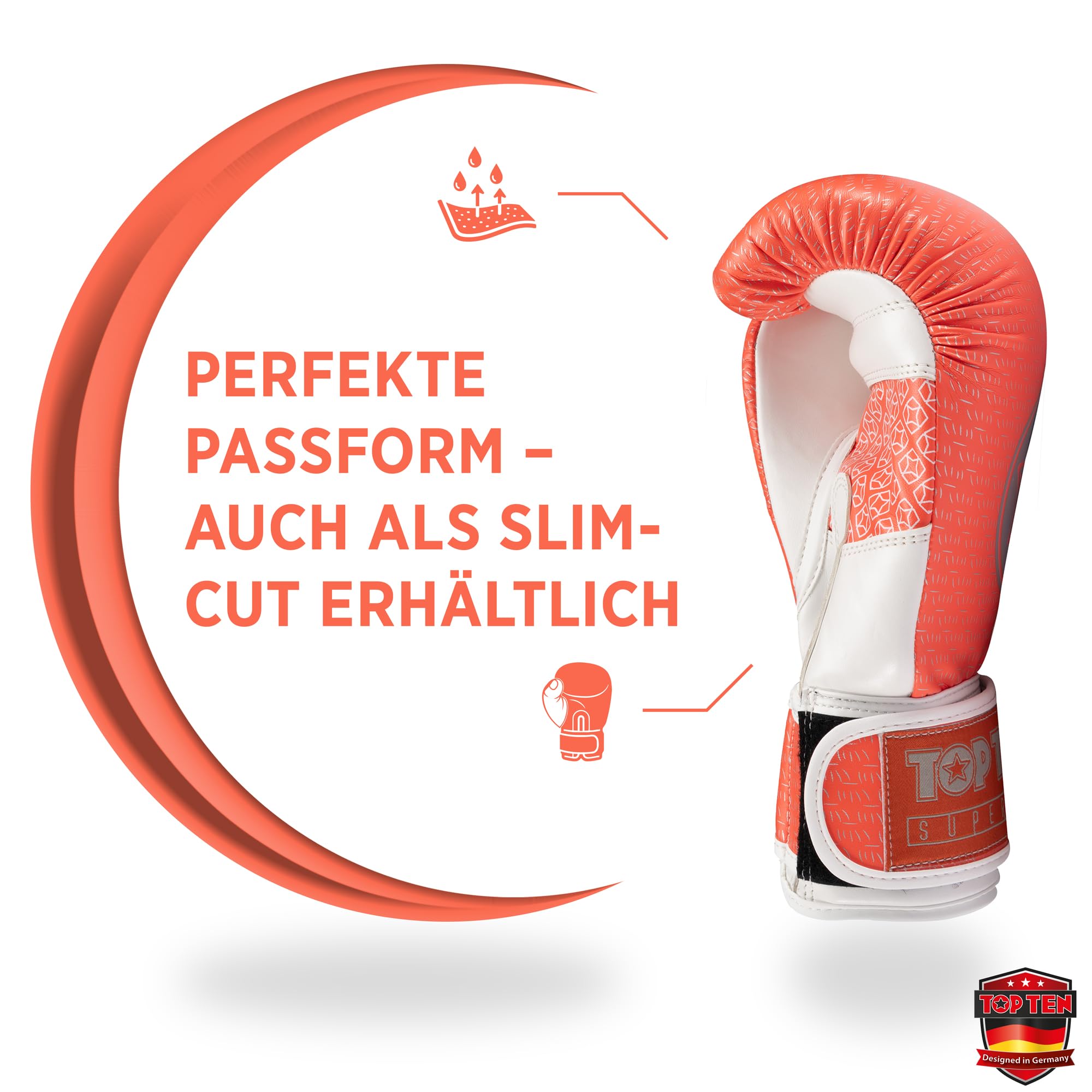 TOP TEN Boxhandschuhe Superior - Ideal für Kinder, Jugendliche & Erwachsene - Stylische Profi-Optik & Maximaler Schutz - PPS-Dämpfung für kleine Hände – 10oz 12 oz