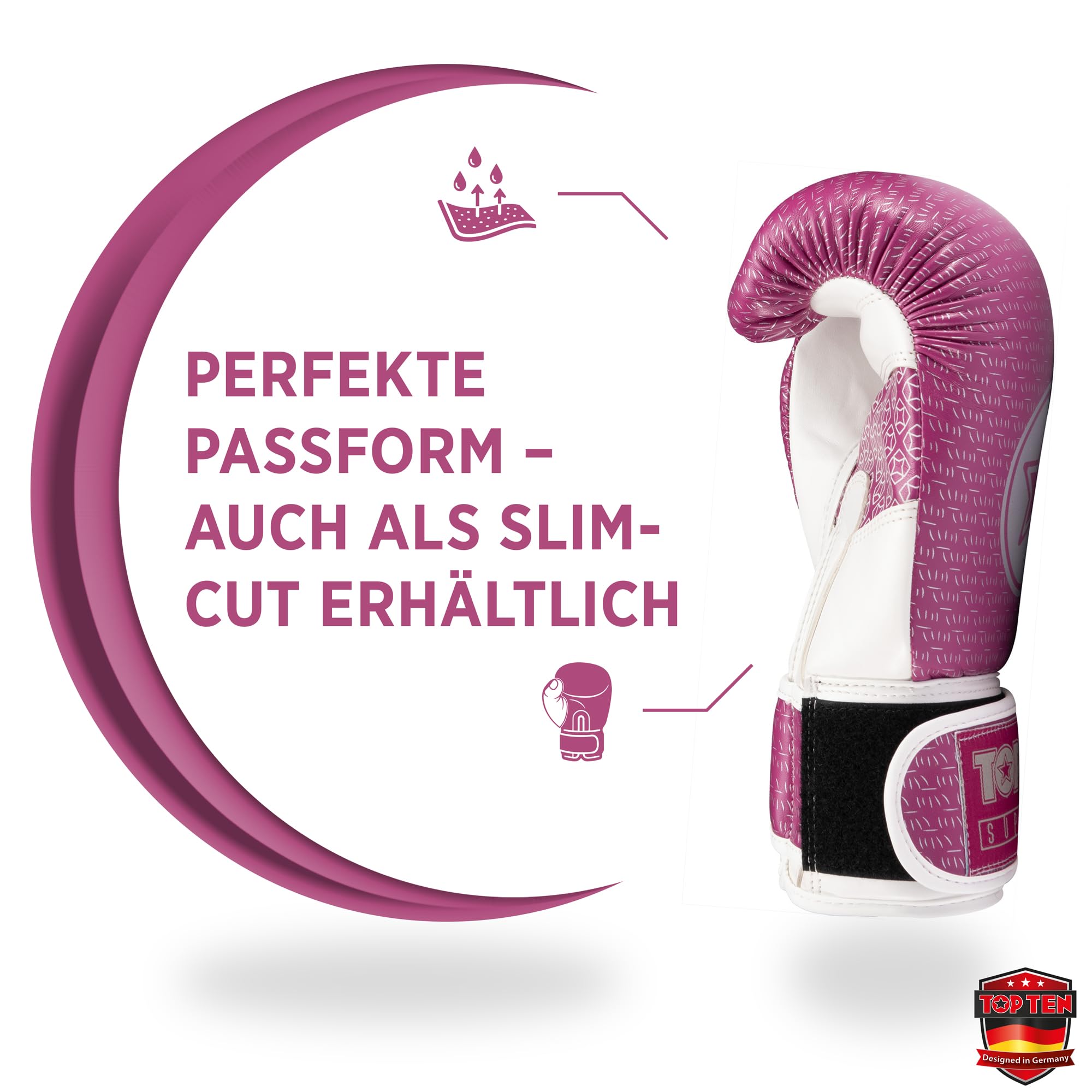 TOP TEN Boxhandschuhe Superior - Ideal für Kinder, Jugendliche & Erwachsene - Stylische Profi-Optik & Maximaler Schutz - PPS-Dämpfung für kleine Hände – 10oz 12 oz
