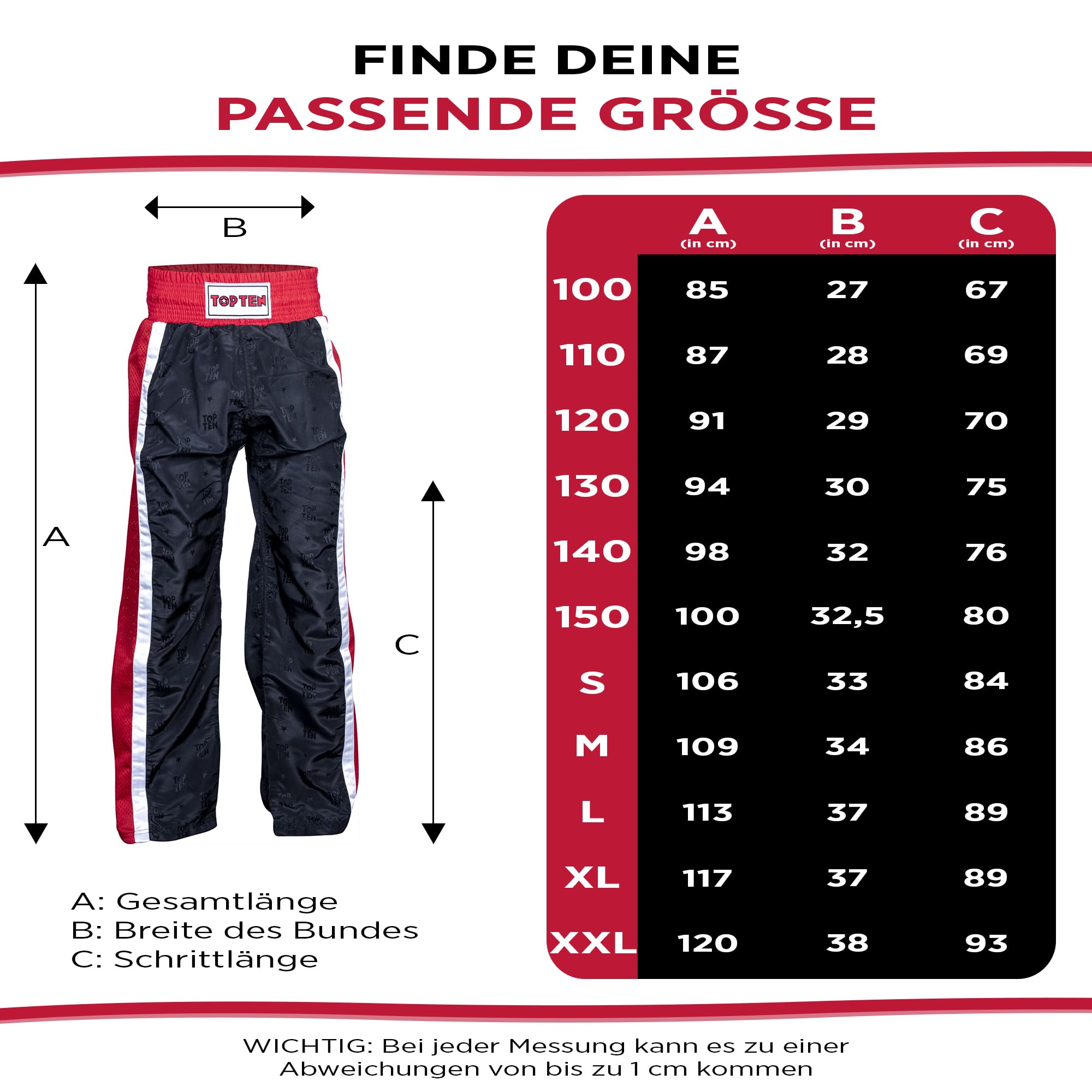 TOP TEN Kickboxhose Mesh | Pointfighting | Leicht- und Vollkontakt Kickboxen | WAKO