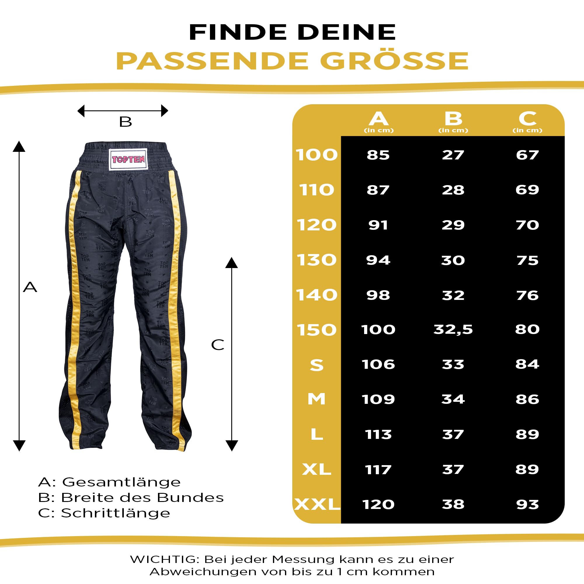 TOP TEN Kickboxhose Mesh | Pointfighting | Leicht- und Vollkontakt Kickboxen | WAKO