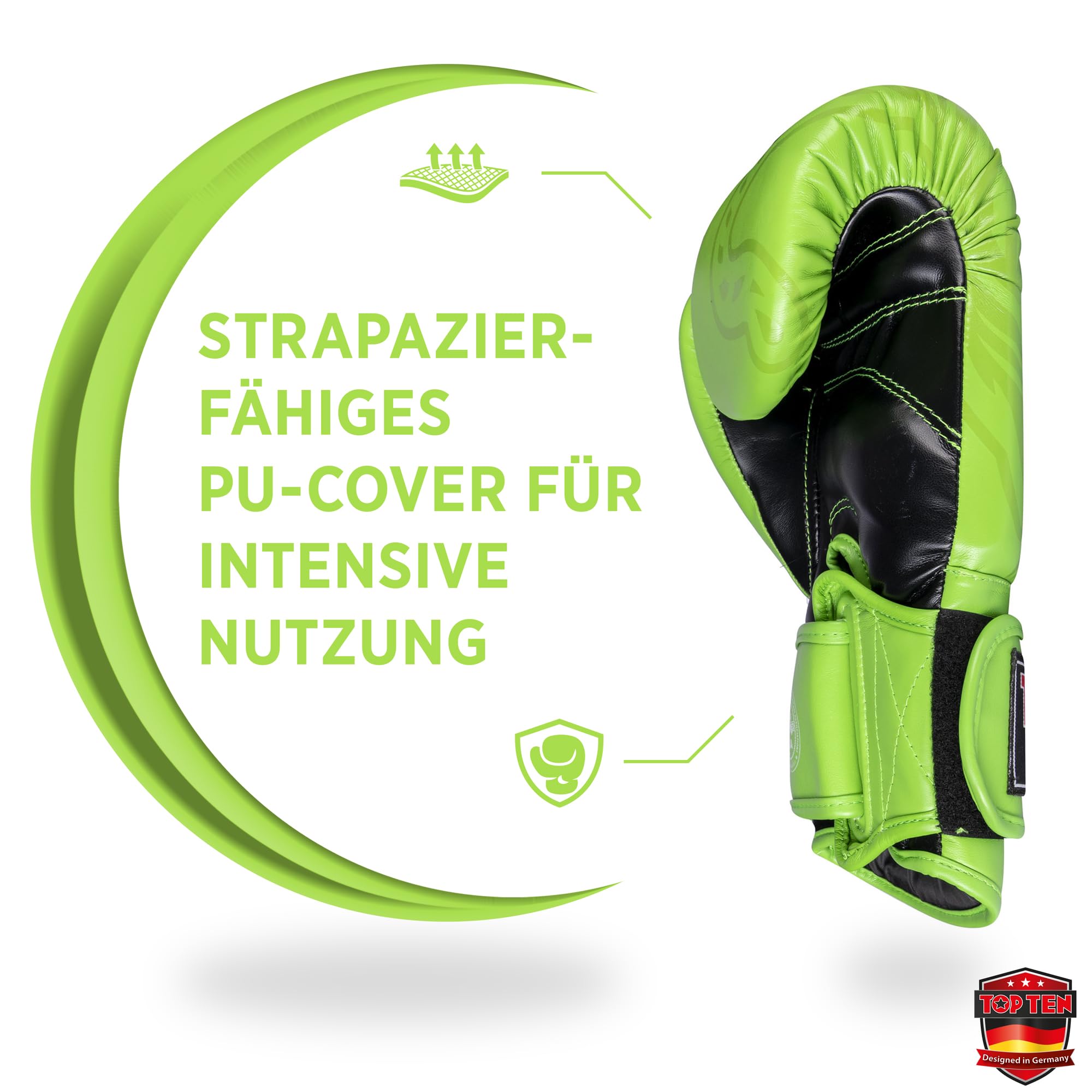 TOP TEN Muay Thai Sparringhandschuhe Ajarn - IFMA Offiziell Empfohlen - Premium Kunstleder Thaibox-Handschuh mit Innenhand-Padding - Spezielles Design für Clinch & Kick-Abwehr - 10oz, 12oz, 14oz, 16oz