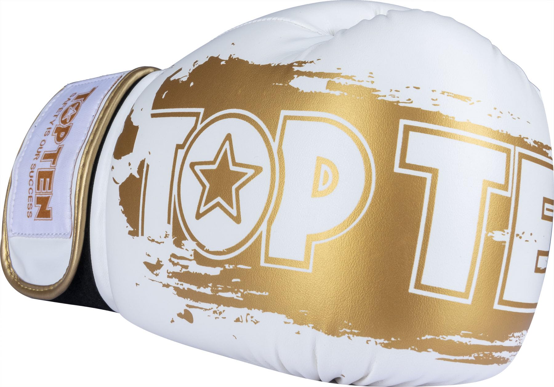 TOP TEN Boxhandschuhe Power Ink Golden Star – Kickbox- & Boxhandschuhe mit Arch-Daumenschutz – Hochwertiger Formschaum für Sparring & Training – Kunstleder, Weiss – Gold, Gold - Schwarz (10oz - 16oz)