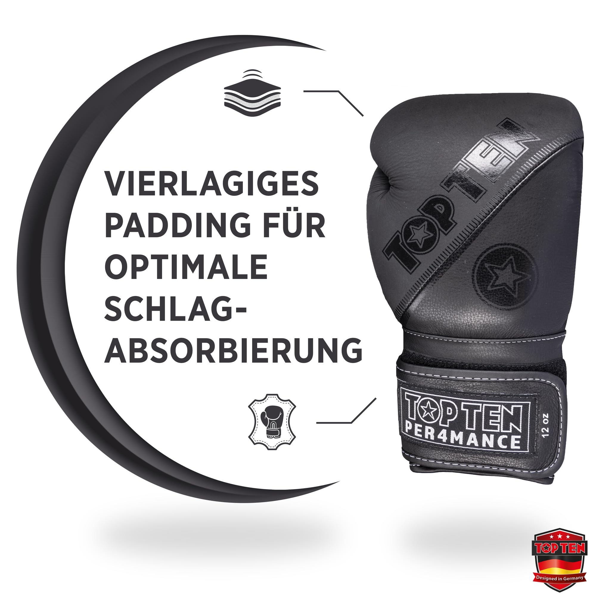 TOP TEN Boxhandschuhe 4select aus Leder | Echtleder Gloves| 10 – 16 oz