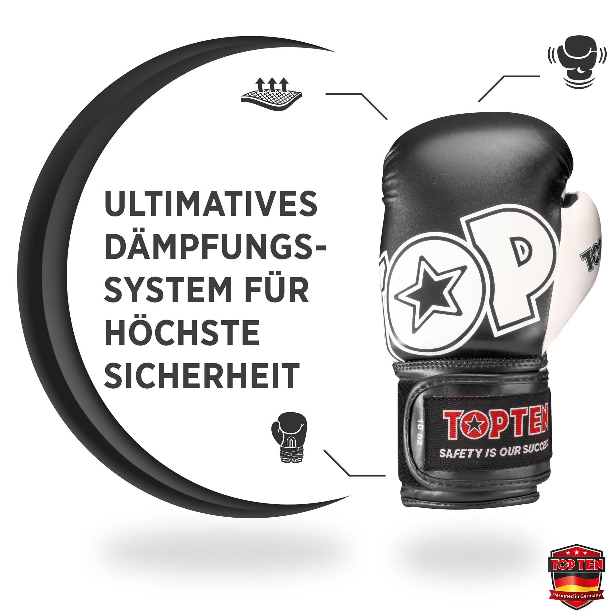 TOP TEN Boxhandschuhe NK3 | Trainingshandschuhe zum Boxen | Sparring Gloves | 10 oz