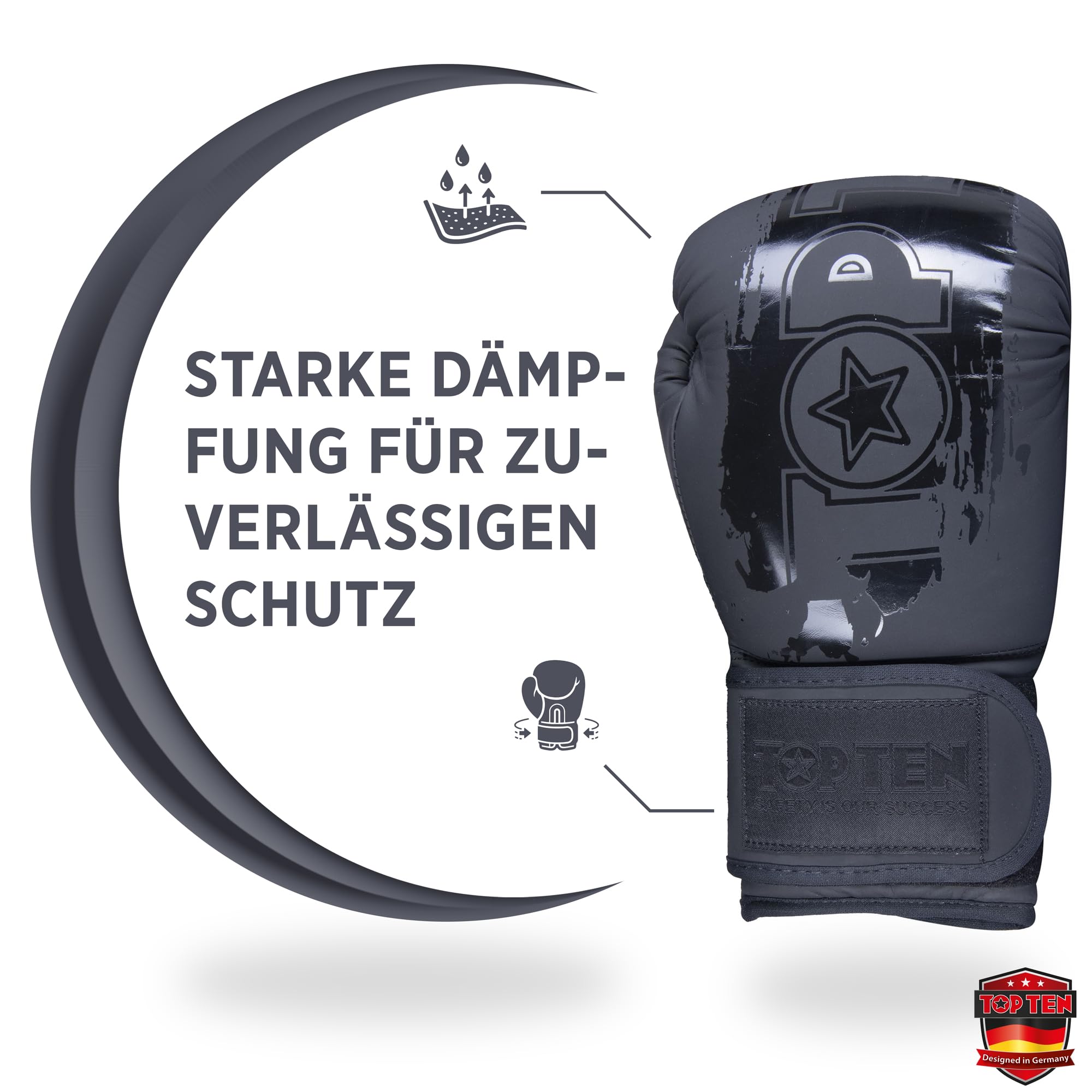 Schwarz/Schwarz Top Ten Power Ink Black'n'Black Boxhandschuhe