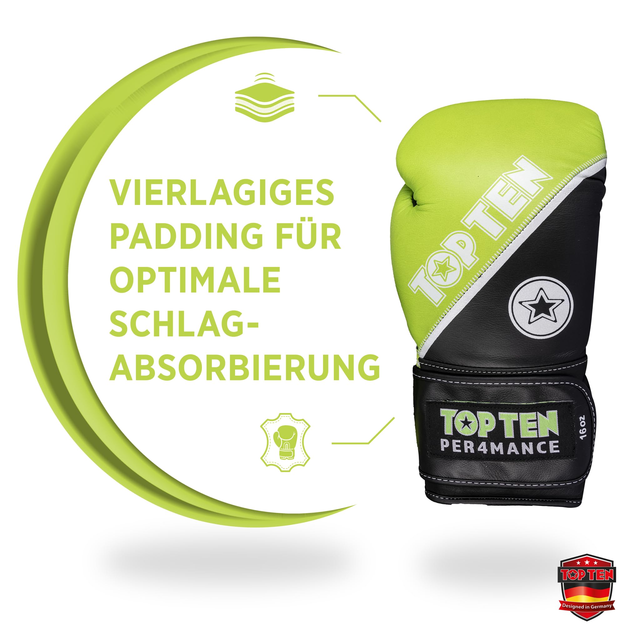 TOP TEN Boxhandschuhe 4select aus Leder | Echtleder Gloves| 10 – 16 oz