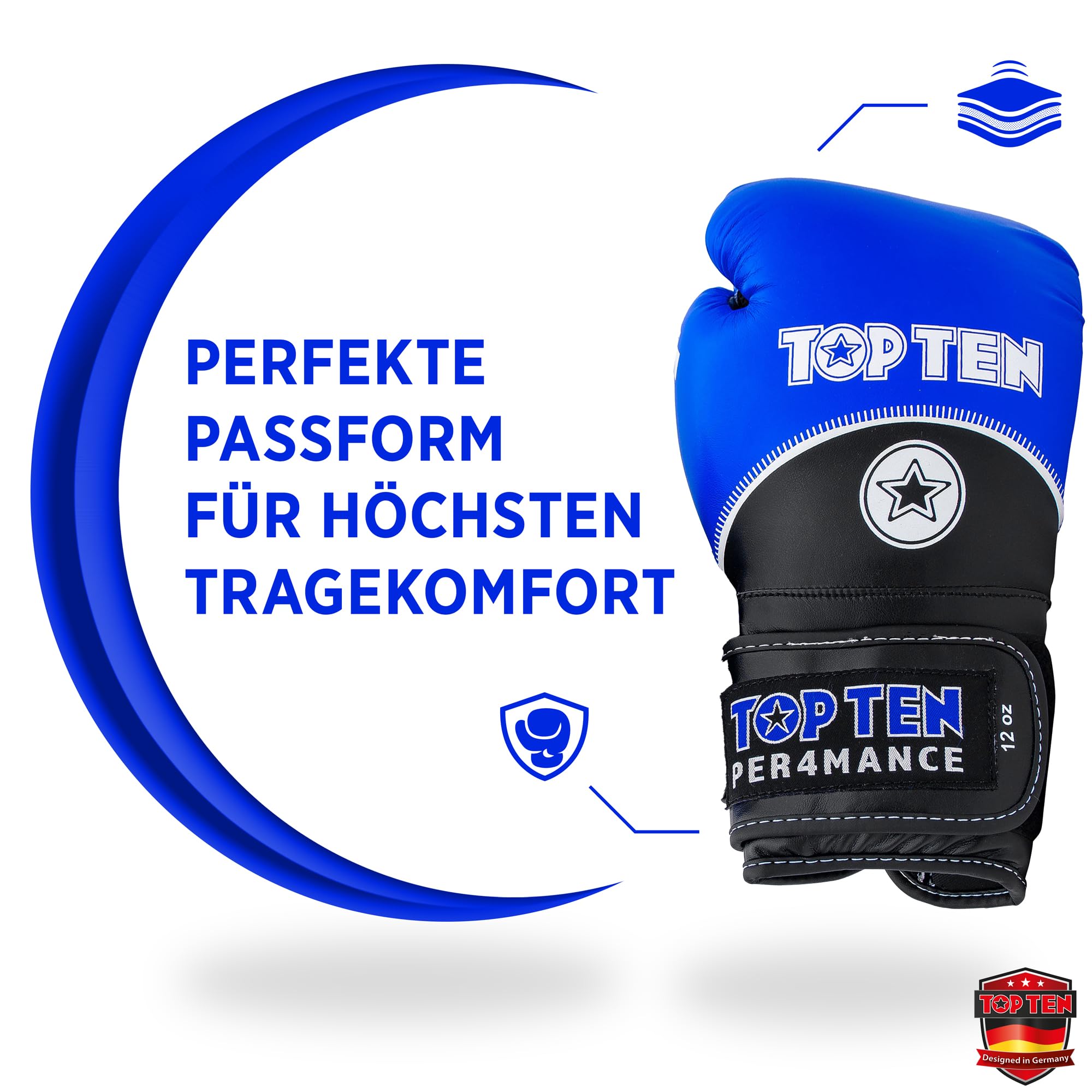 TOP TEN Boxhandschuhe Männer & Frauen 4select – Professionelle Kunstleder-Box Handschuhe Männer | Innovative 4-Schicht IMF-Polsterung für maximalen Schutz & Dämpfung