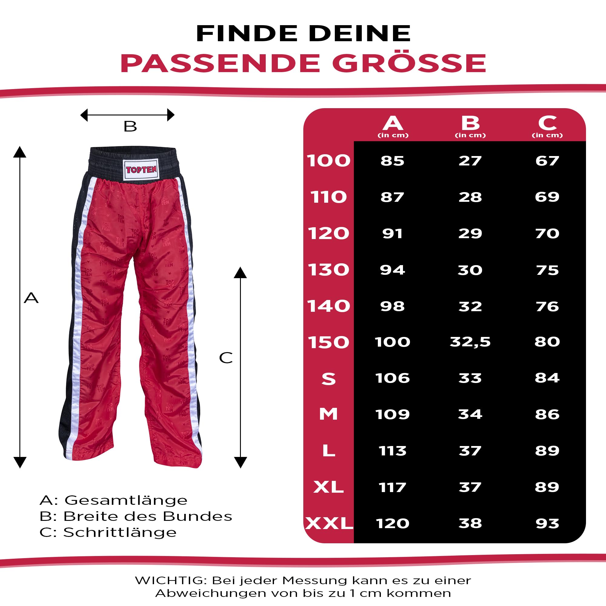 TOP TEN Kickboxhose Mesh | Pointfighting | Leicht- und Vollkontakt Kickboxen | WAKO
