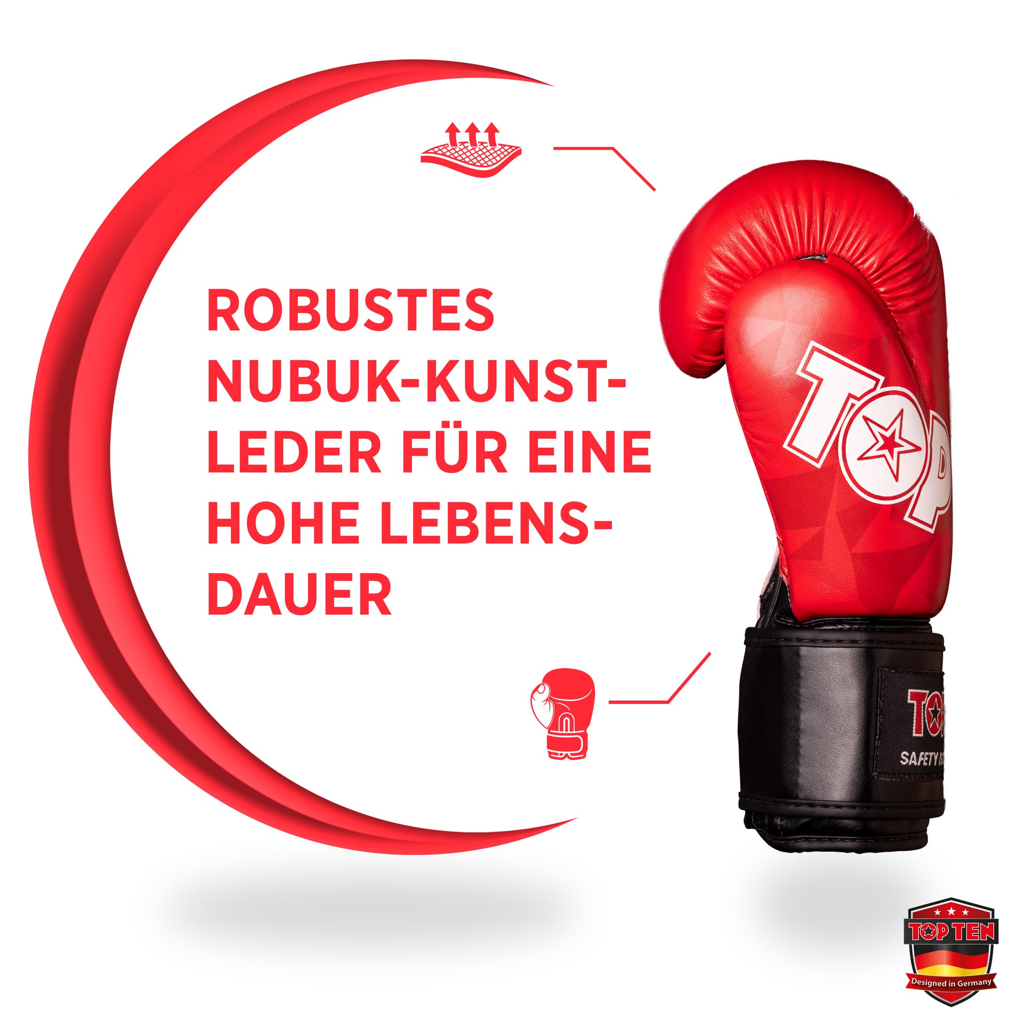 TOP TEN Boxhandschuhe Männer & Frauen Prism – Professionelle Box Handschuhe Herren mit dämpfendem PPS-Foam Padding für maximalen Schutz & Dämpfung – Premium Ausrüstung für Boxen 8oz, 10oz, 12oz
