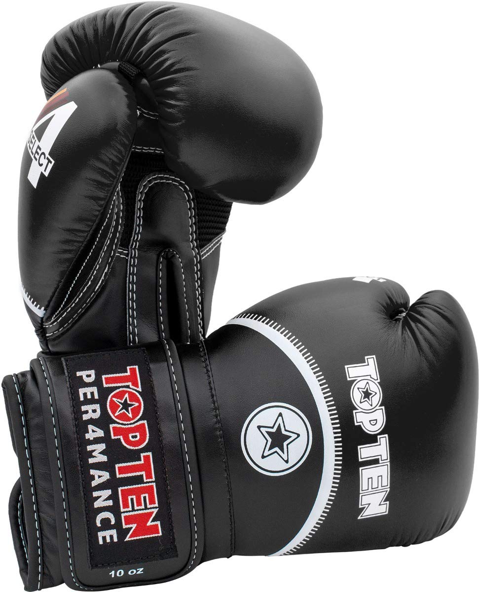 TOP TEN Boxhandschuhe Männer & Frauen 4select – Professionelle Kunstleder-Box Handschuhe Männer | Innovative 4-Schicht IMF-Polsterung für maximalen Schutz & Dämpfung
