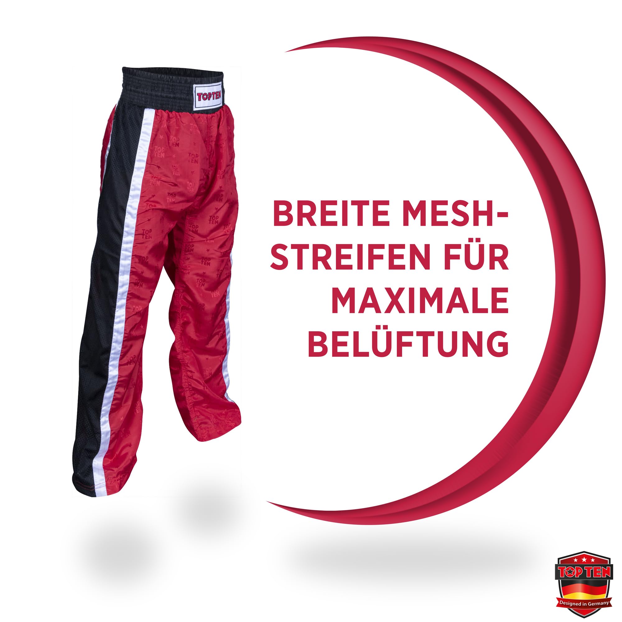TOP TEN Kickboxhose Mesh | Pointfighting | Leicht- und Vollkontakt Kickboxen | WAKO