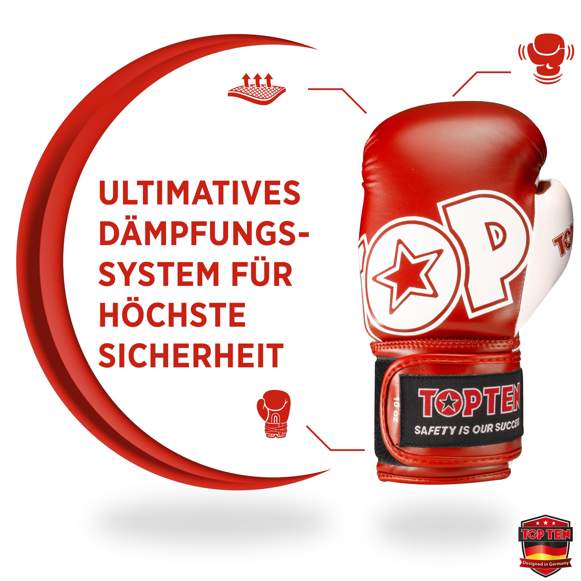 TOP TEN Boxhandschuhe NK3 | Trainingshandschuhe zum Boxen | Sparring Gloves | 10 oz