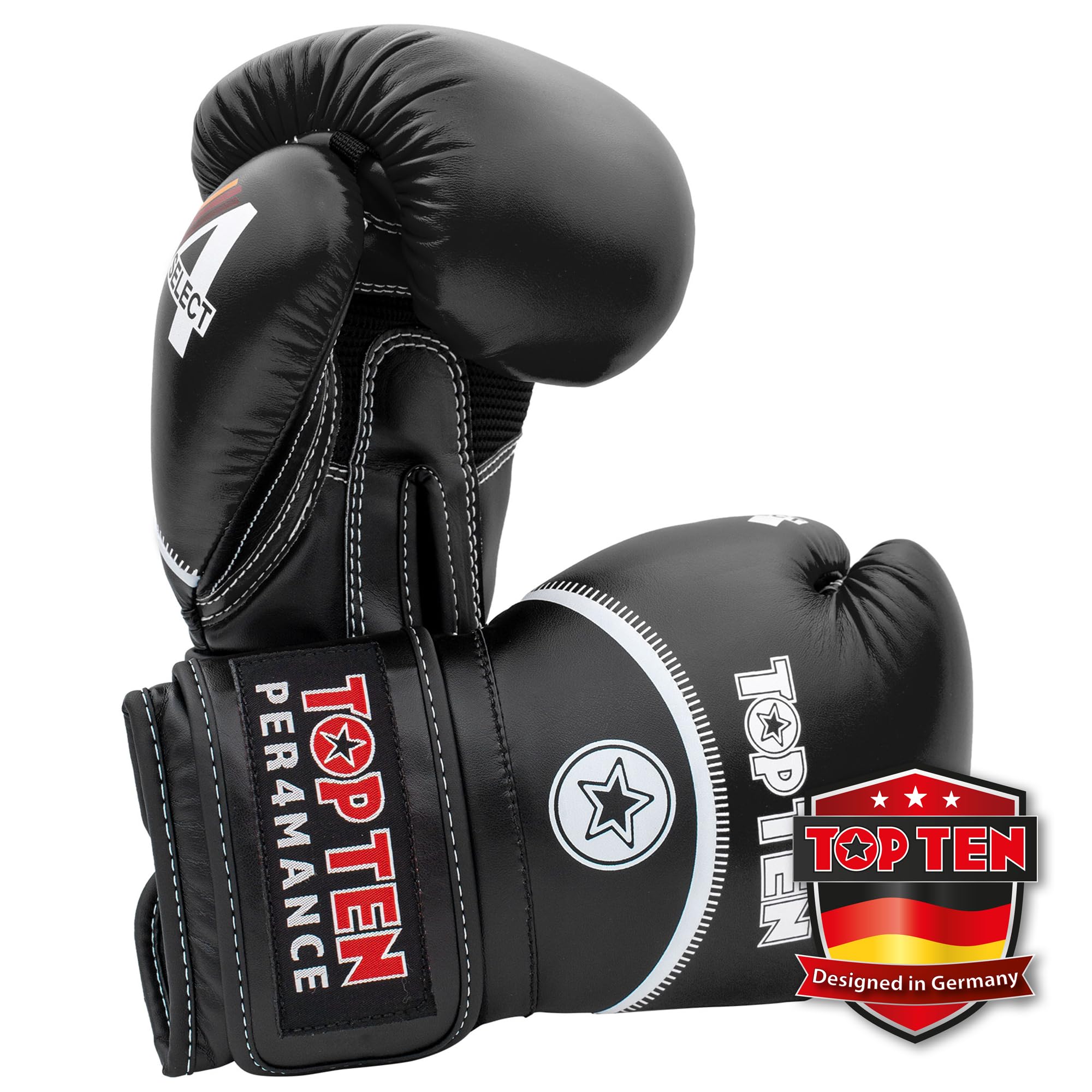 TOP TEN Boxhandschuhe Männer & Frauen 4select – Professionelle Kunstleder-Box Handschuhe Männer | Innovative 4-Schicht IMF-Polsterung für maximalen Schutz & Dämpfung