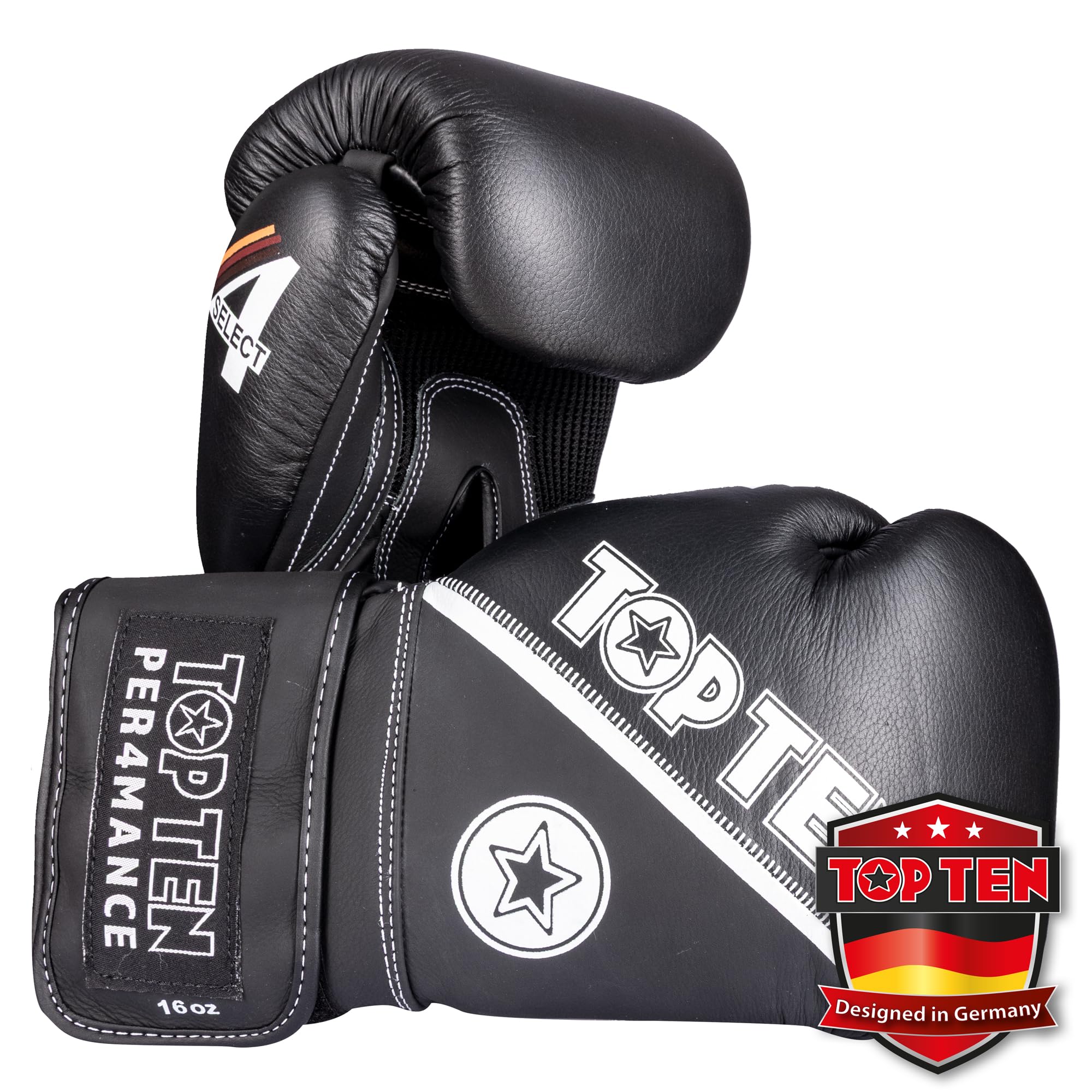 TOP TEN Boxhandschuhe 4select aus Leder | Echtleder Gloves| 10 – 16 oz