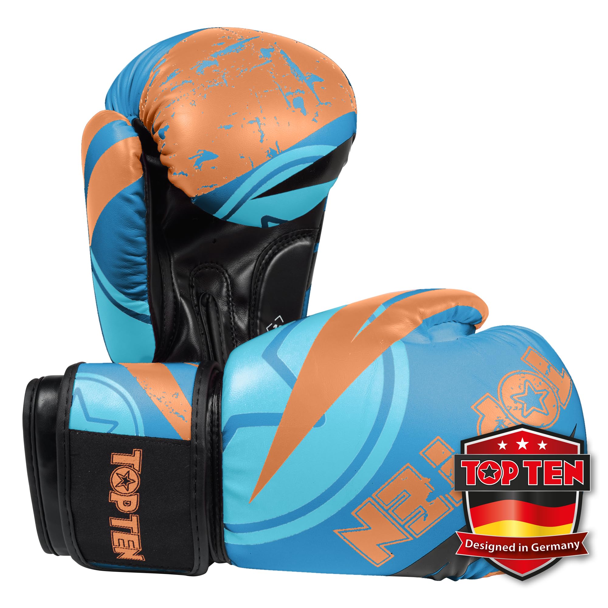TOP TEN Boxhandschuhe Männer & Frauen Urban Arts – Professionelle Kickbox Handschuhe Herren mit Ergonomischem PPS-Schaumstoff, Stabiler Klettverschluss & Daumenfixierung - 10oz, 12oz, 14oz, 16oz