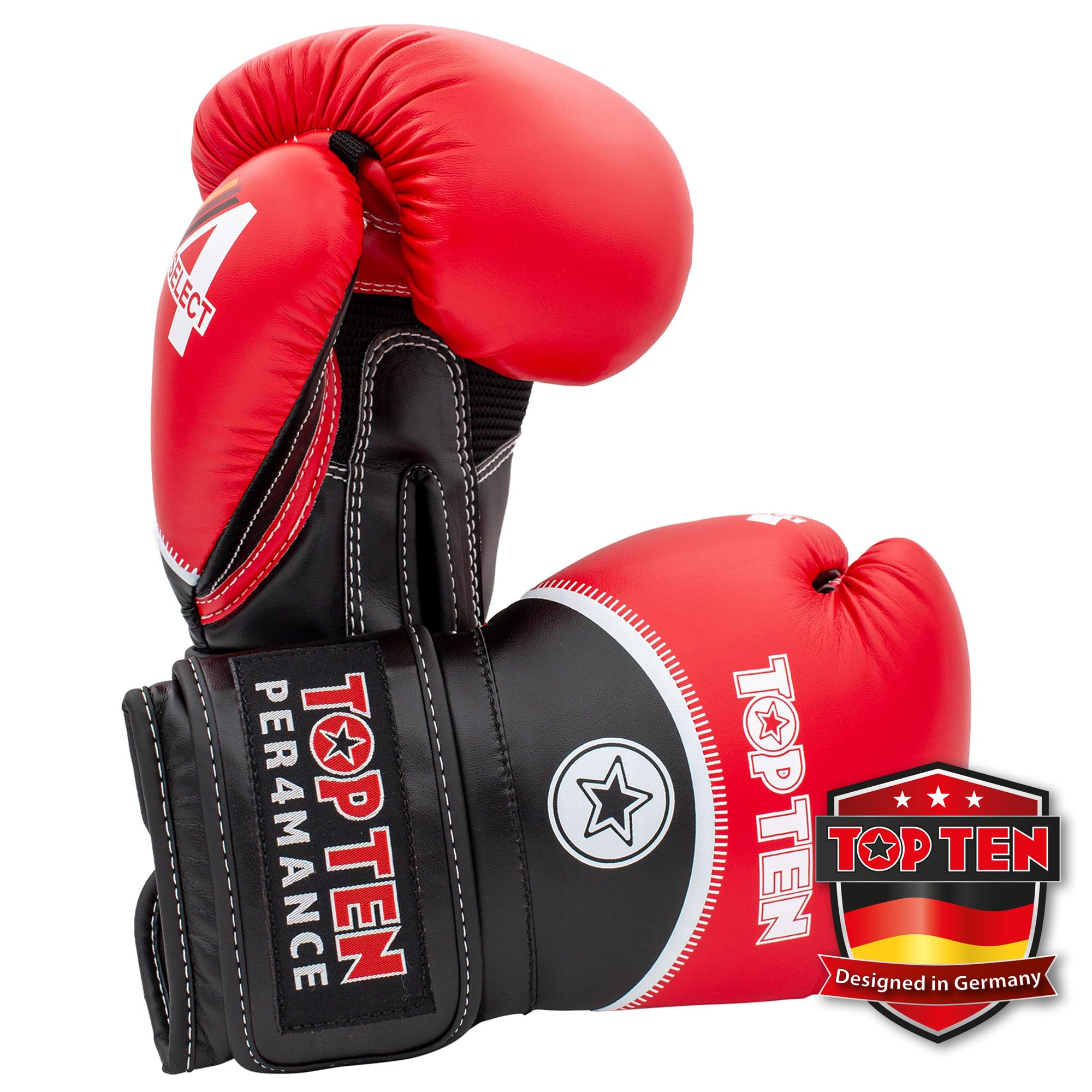 TOP TEN Boxhandschuhe Männer & Frauen 4select – Professionelle Kunstleder-Box Handschuhe Männer | Innovative 4-Schicht IMF-Polsterung für maximalen Schutz & Dämpfung