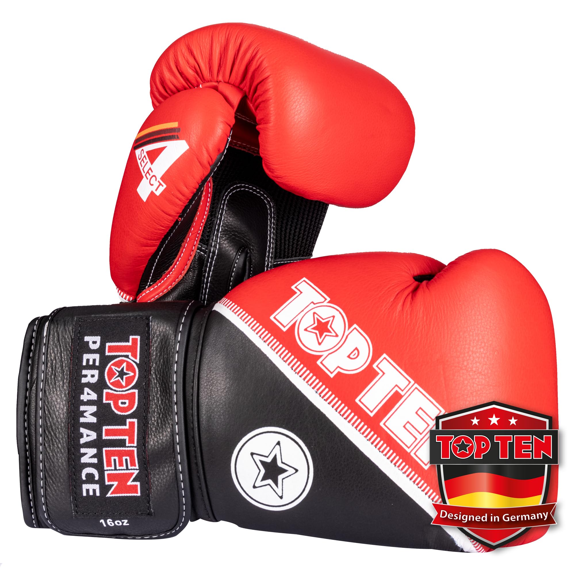 TOP TEN Boxhandschuhe 4select aus Leder | Echtleder Gloves| 10 – 16 oz