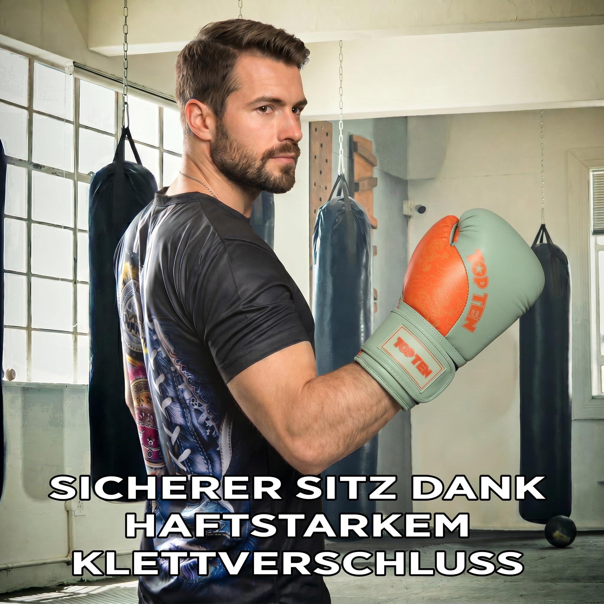 TOP TEN Boxhandschuhe Männer & Frauen Dragon – Hochwertige Box-Handschuhe für Training & Sparring, MLP-Mehrschichtpolsterung & Daumenschutz, strapazierfähiges Kunstleder, 10oz, 12oz, 14oz, 16 oz