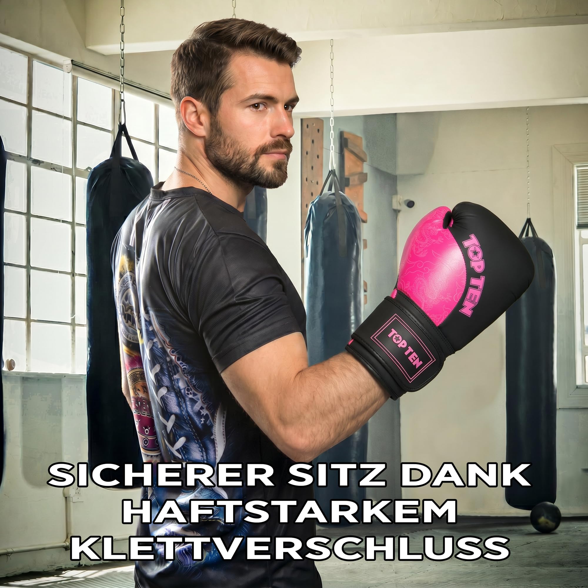 TOP TEN Boxhandschuhe Männer & Frauen Dragon – Hochwertige Box-Handschuhe für Training & Sparring, MLP-Mehrschichtpolsterung & Daumenschutz, strapazierfähiges Kunstleder, 10oz, 12oz, 14oz, 16 oz