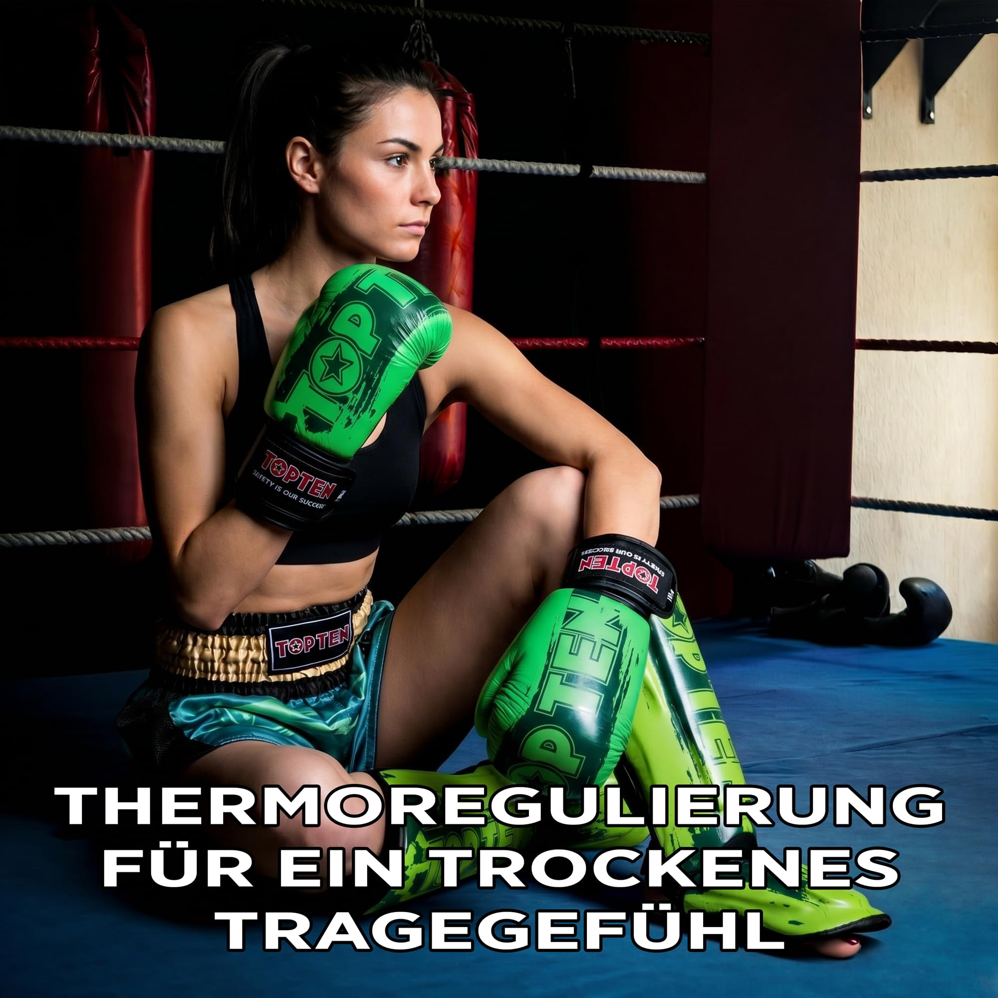 TOP TEN Boxhandschuhe Power Ink – Hybrid Echtleder & Kunstleder – Ideal für Fitnessboxen, Kickboxen, Leichtkontakt – Pro-Sicherheit mit IMF-Schaumkern, 10oz, 12oz, 14oz, 16 oz