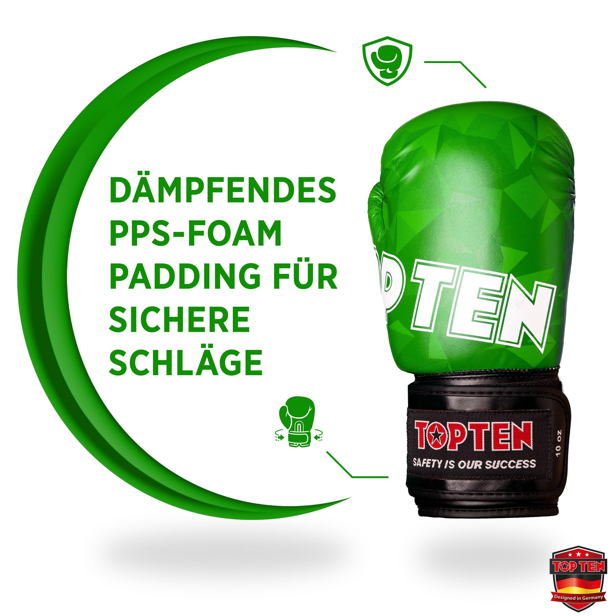 TOP TEN Boxhandschuhe Männer & Frauen Prism – Professionelle Box Handschuhe Herren mit dämpfendem PPS-Foam Padding für maximalen Schutz & Dämpfung – Premium Ausrüstung für Boxen 8oz, 10oz, 12oz