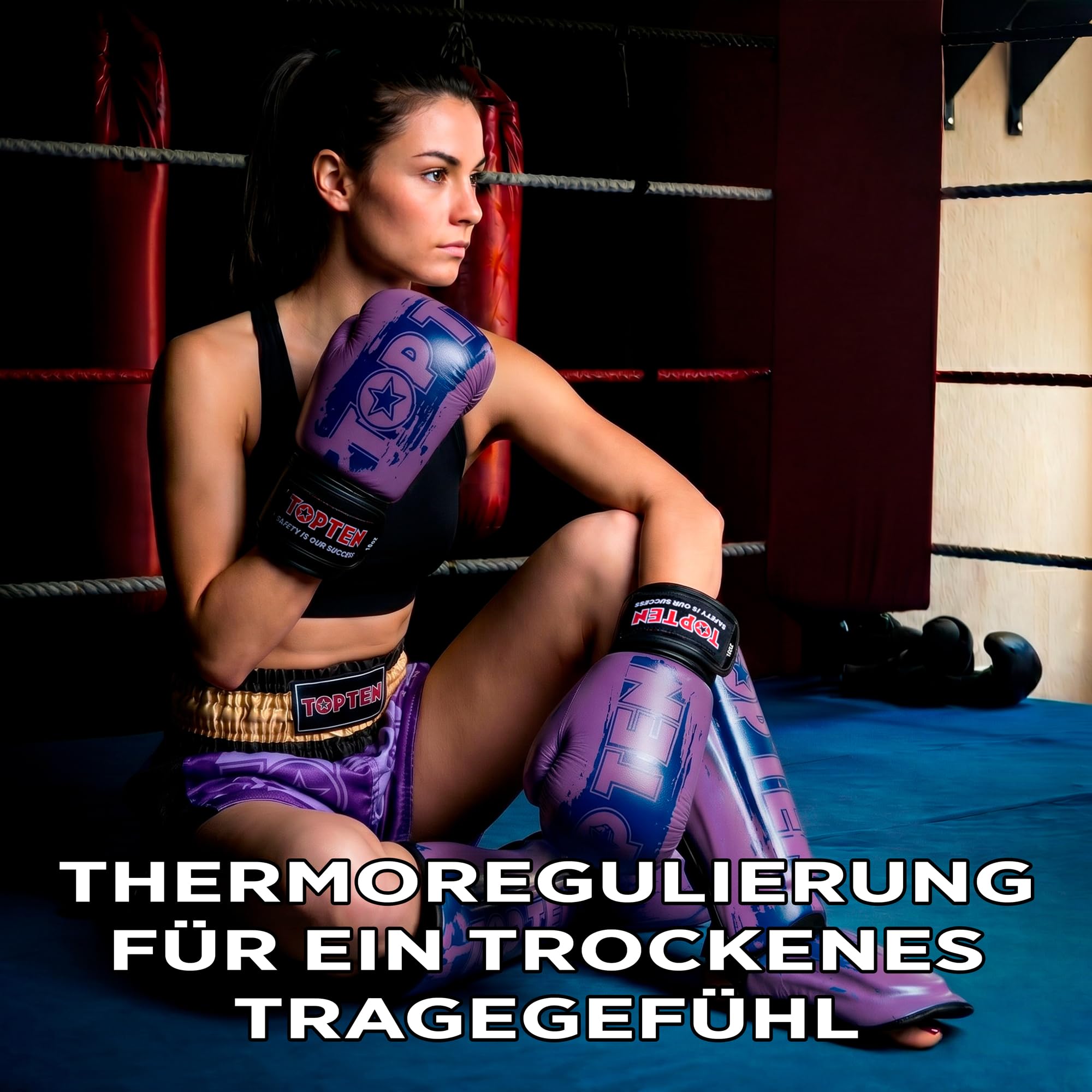 TOP TEN Boxhandschuhe Power Ink – Hybrid Echtleder & Kunstleder – Ideal für Fitnessboxen, Kickboxen, Leichtkontakt – Pro-Sicherheit mit IMF-Schaumkern, 10oz, 12oz, 14oz, 16 oz
