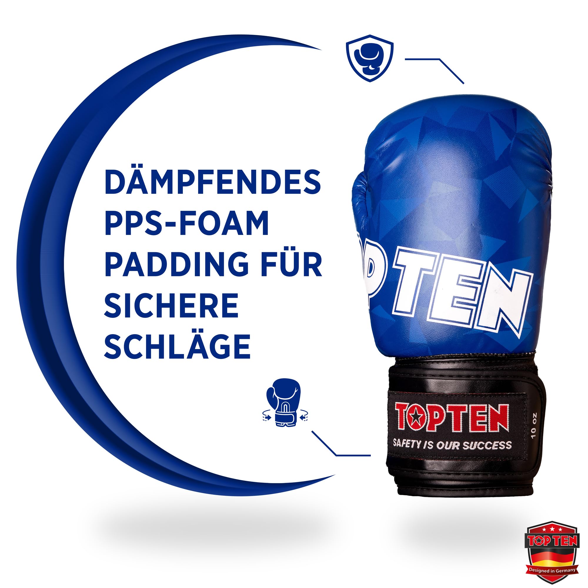TOP TEN Boxhandschuhe Männer & Frauen Prism – Professionelle Box Handschuhe Herren mit dämpfendem PPS-Foam Padding für maximalen Schutz & Dämpfung – Premium Ausrüstung für Boxen 8oz, 10oz, 12oz