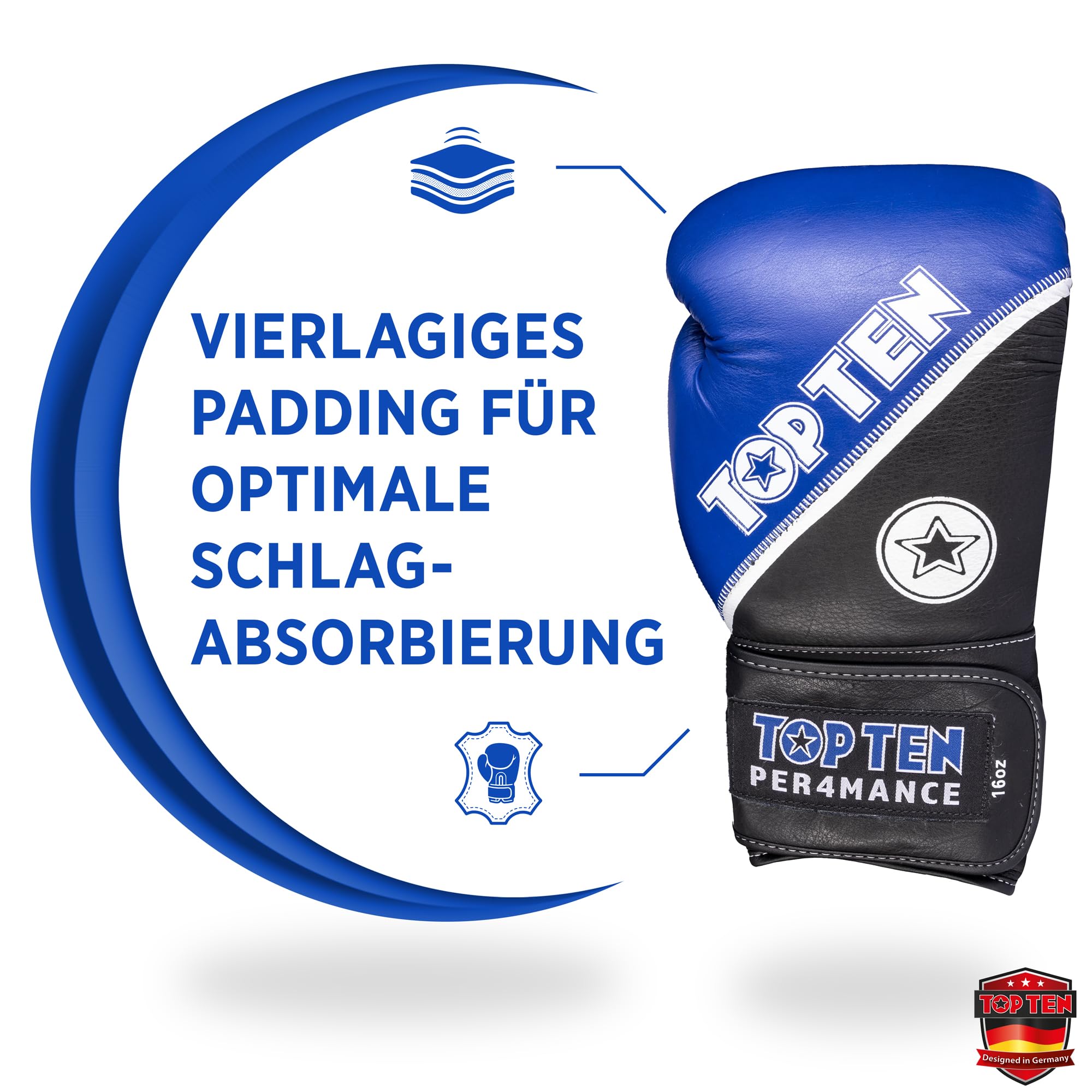TOP TEN Boxhandschuhe 4select aus Leder | Echtleder Gloves| 10 – 16 oz