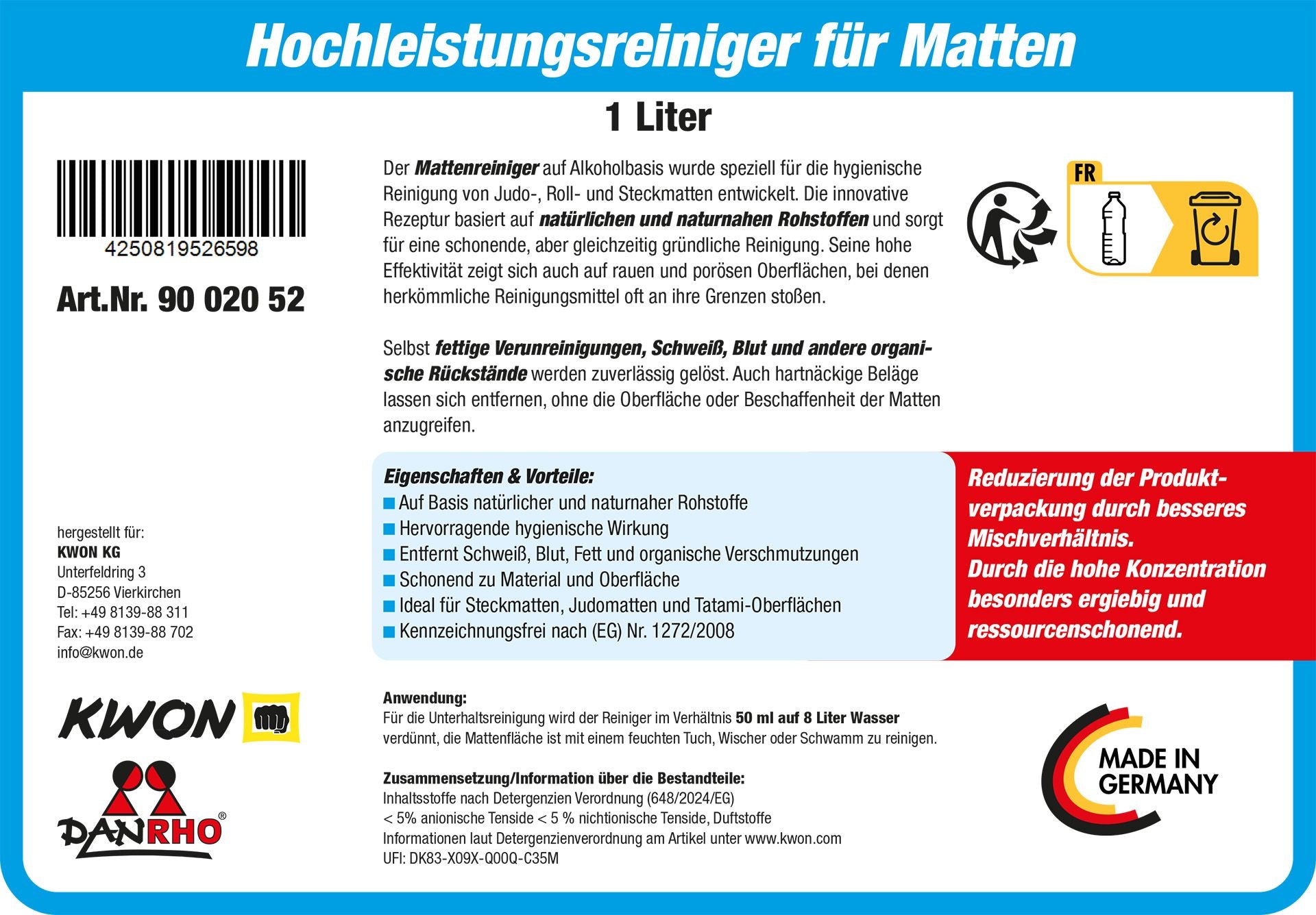 High-Performance cleaner for mats 1 Liter