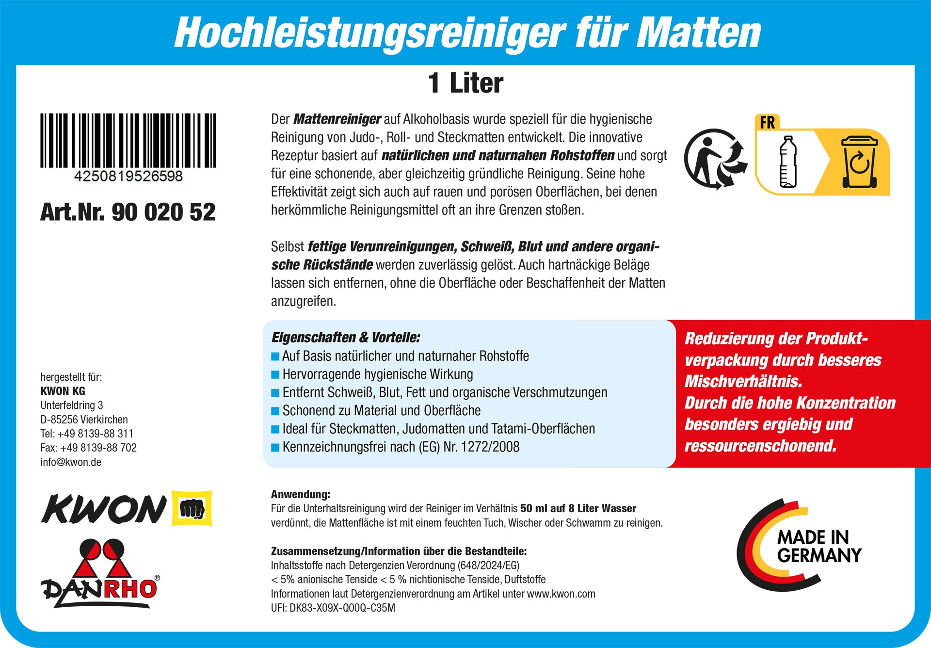 High-Performance cleaner for mats 1 Liter