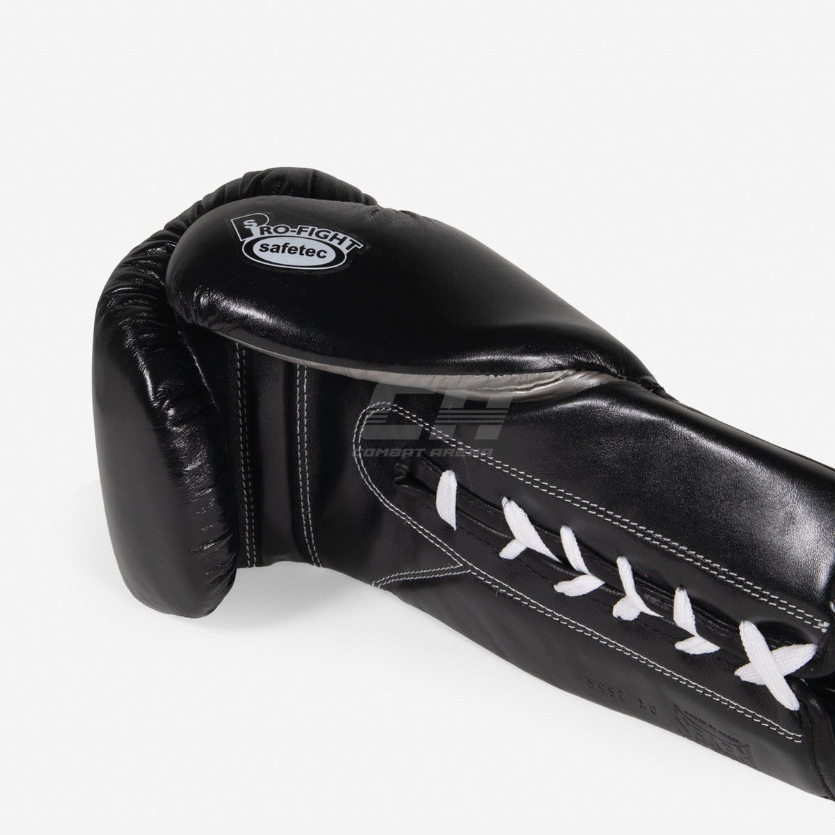 Boxhandschuhe Cleto Reyes Safetec CB4 Schwarz-Silber mit Schnürung