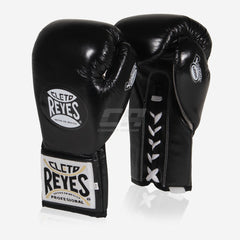 Boxhandschuhe Cleto Reyes Safetec CB4 Schwarz-Silber mit Schnürung