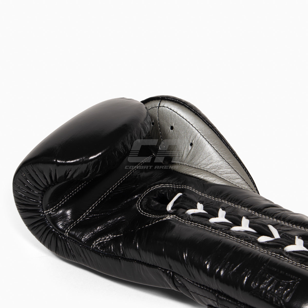 Boxhandschuhe Cleto Reyes Traditional Training CE4 Schwarz-Silber mit Schnürsenkel