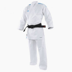 Karateanzug Adidas Kumite Adilight Primegreen WKF Blaue Streifen