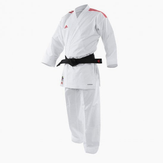Karateanzug Adidas Kumite Adilight Primegreen WKF Rote Streifen