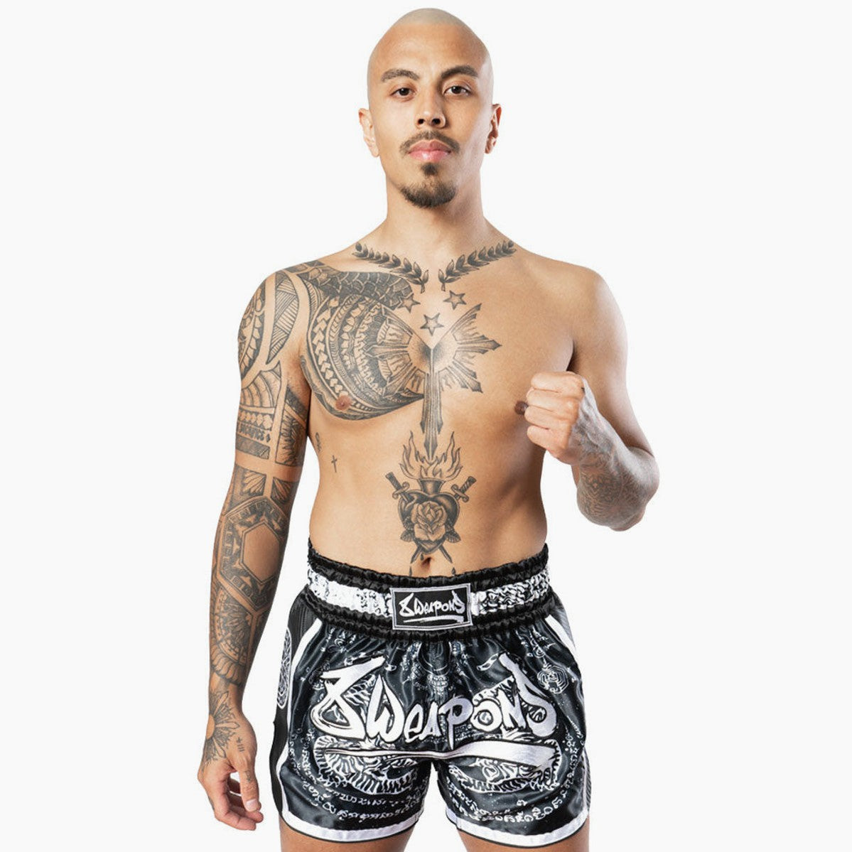 Kick-Thai Shorts 8 Weapons Carbon Sak Yant Tigers