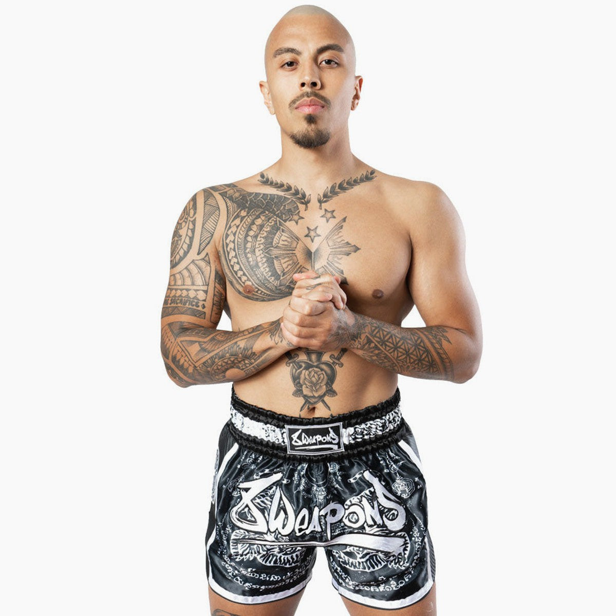 Kick-Thai Shorts 8 Weapons Carbon Sak Yant Tigers