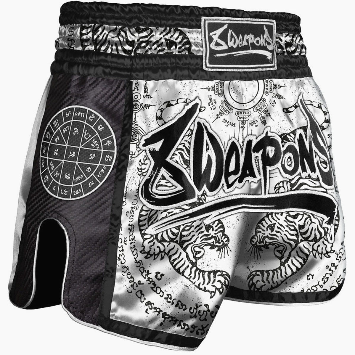 Kick-Thai Shorts 8 Weapons Carbon Sak Yant Tigers