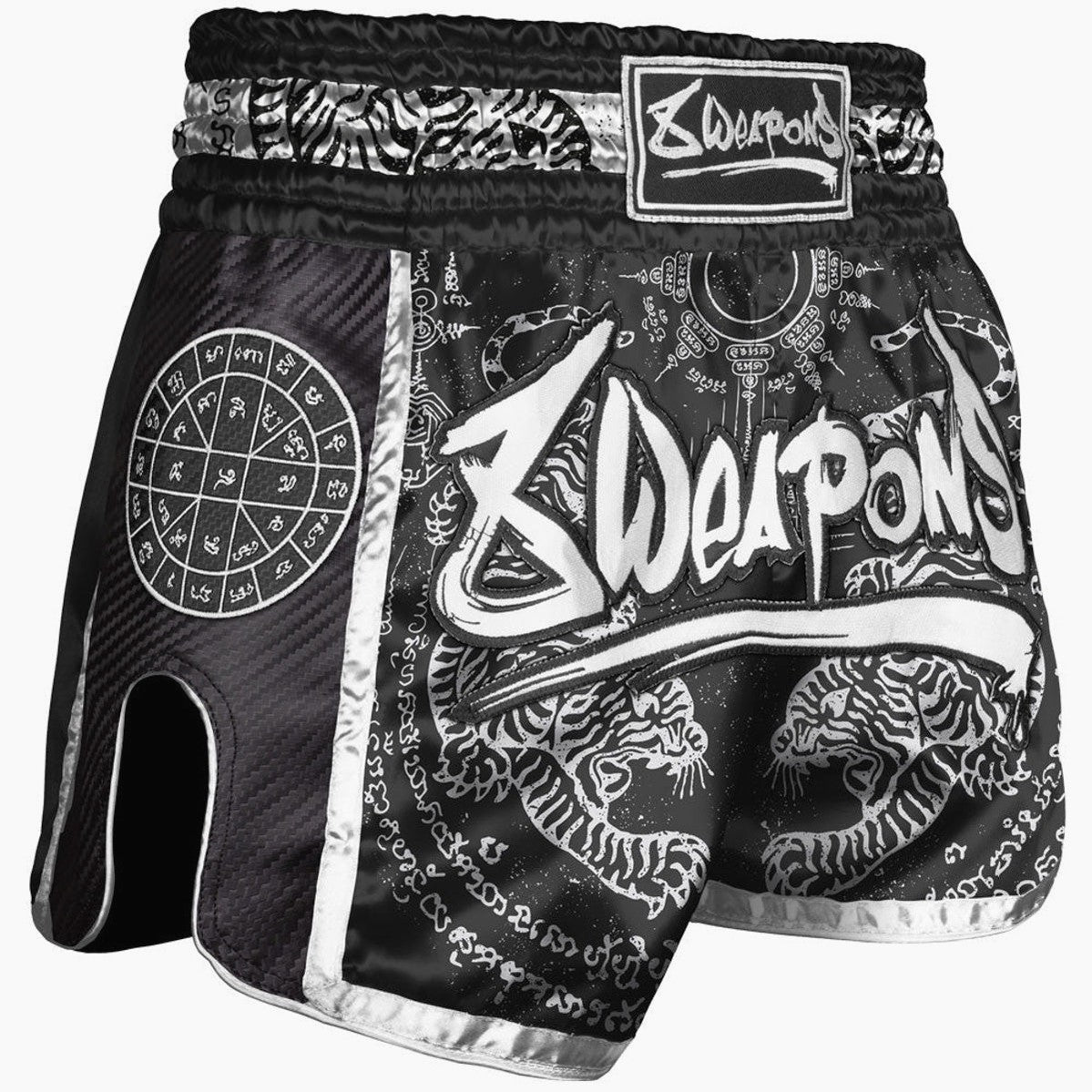 Kick-Thai Shorts 8 Weapons Carbon Sak Yant Tigers