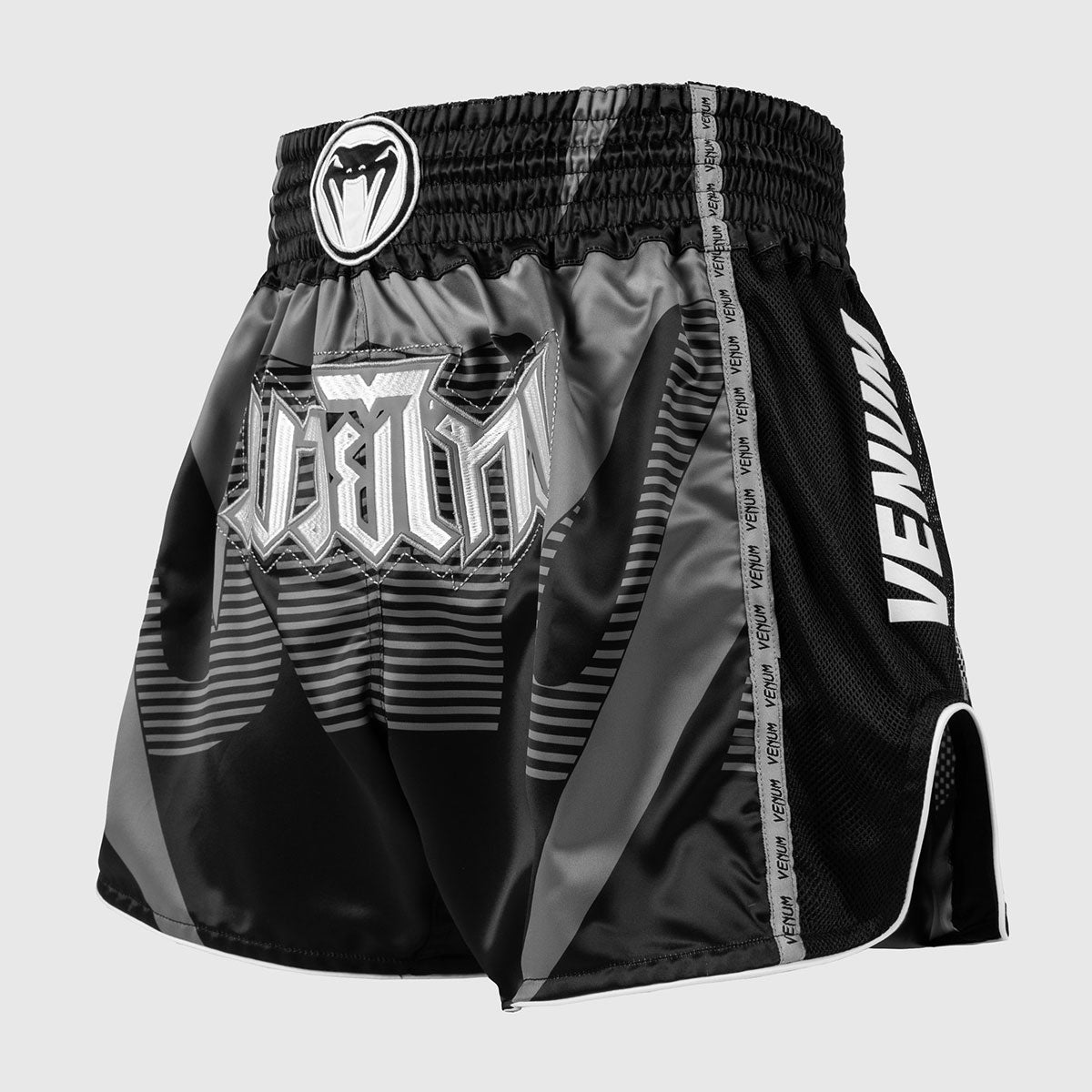 Venum Adrenaline Kick-Thai-Shorts Schwarz-Silber-Grau