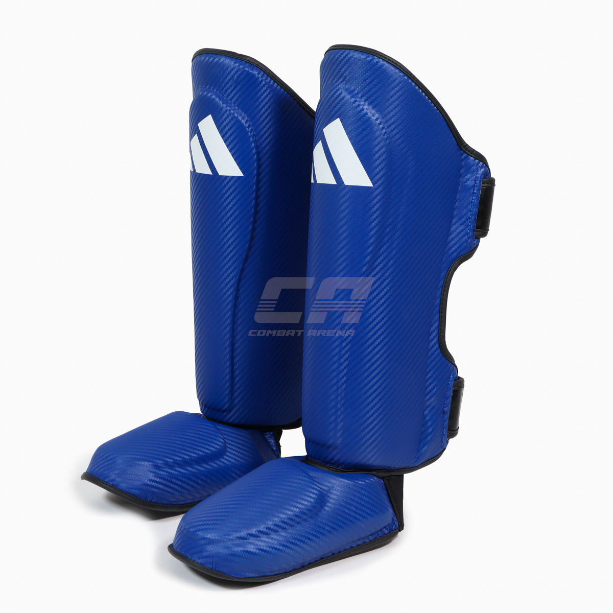 Schienbeinschoner mit Parapet Adidas Pro Kickboxen WAKO Blau-Weiß