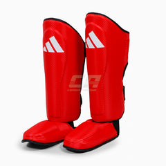 Schienbeinschoner mit Trittfläche Adidas Pro Kickboxen WAKO Rot-weiß