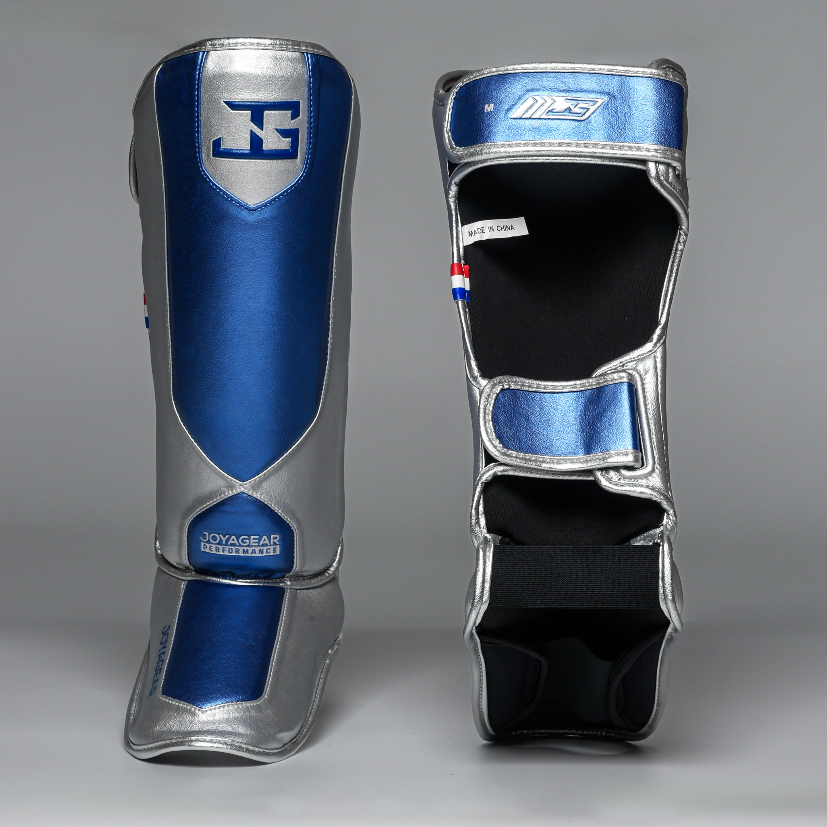 Joyagear Performance Shinguards Blue/Silver