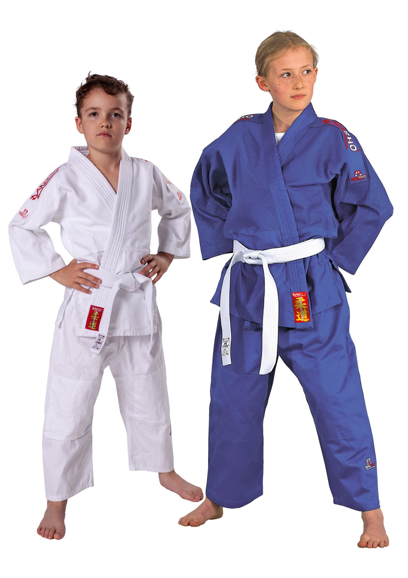 DANRHO Judoanzug Yamanashi mit Schulterstreifen blau oder weiß