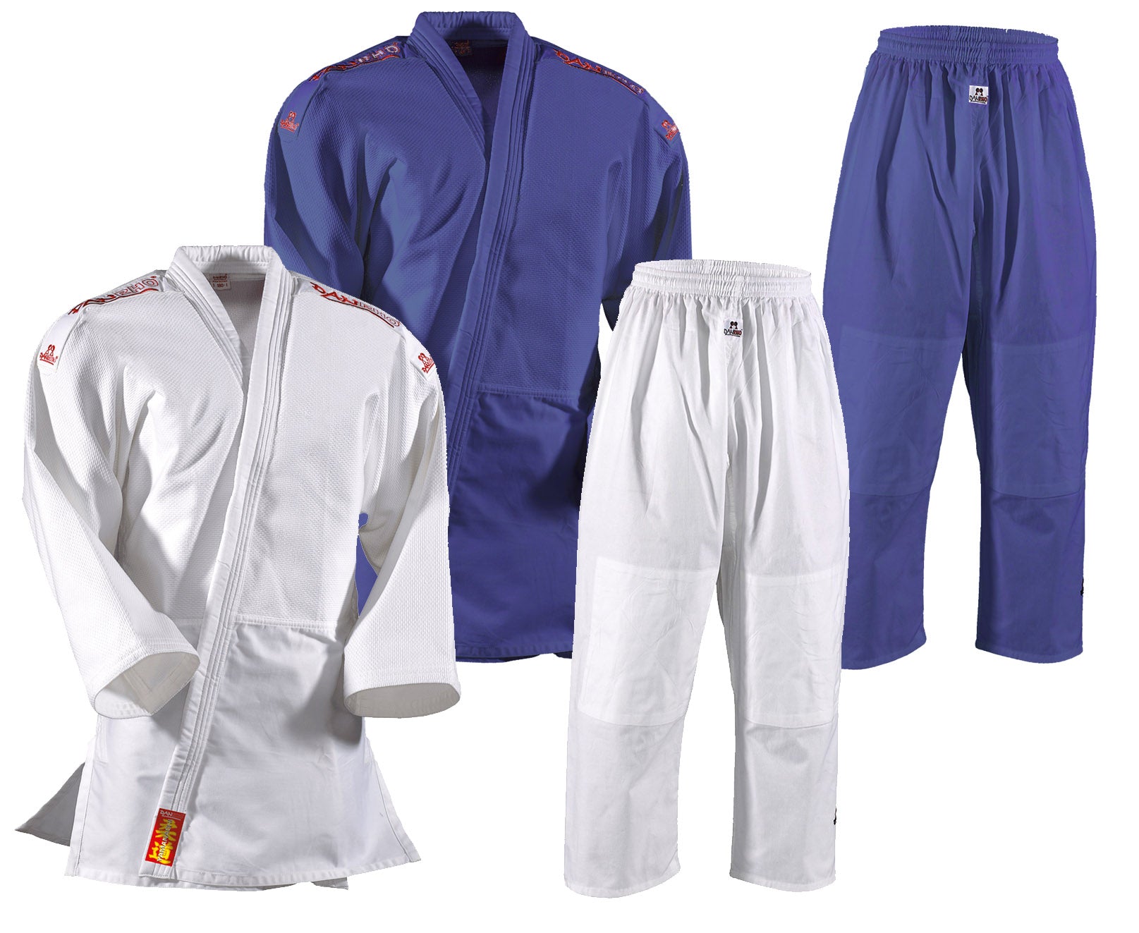DANRHO Judoanzug Yamanashi mit Schulterstreifen blau oder weiß