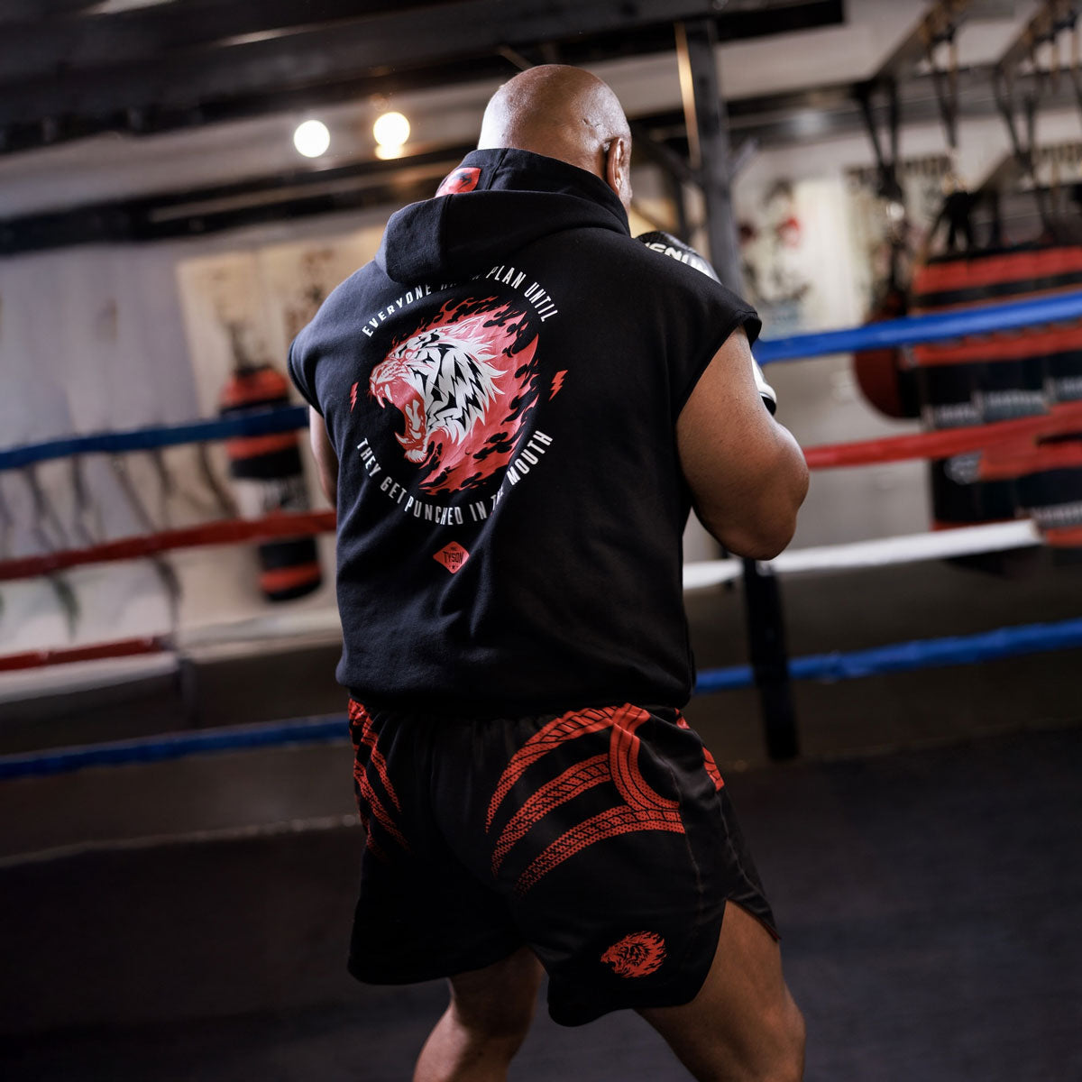 Ärmelloses Sweatshirt Venum x Mike Tyson Tiger mit Kapuze Schwarz