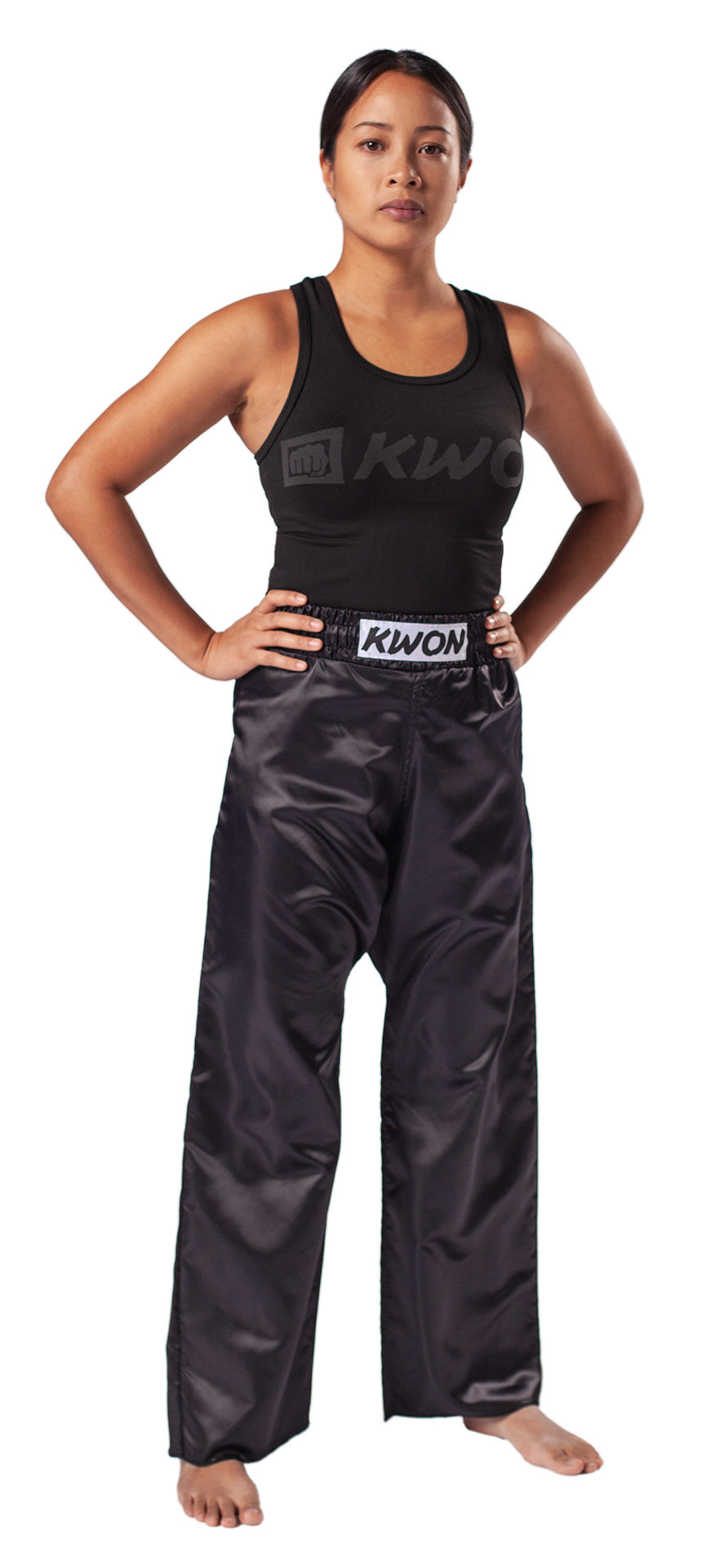 Satin pants black