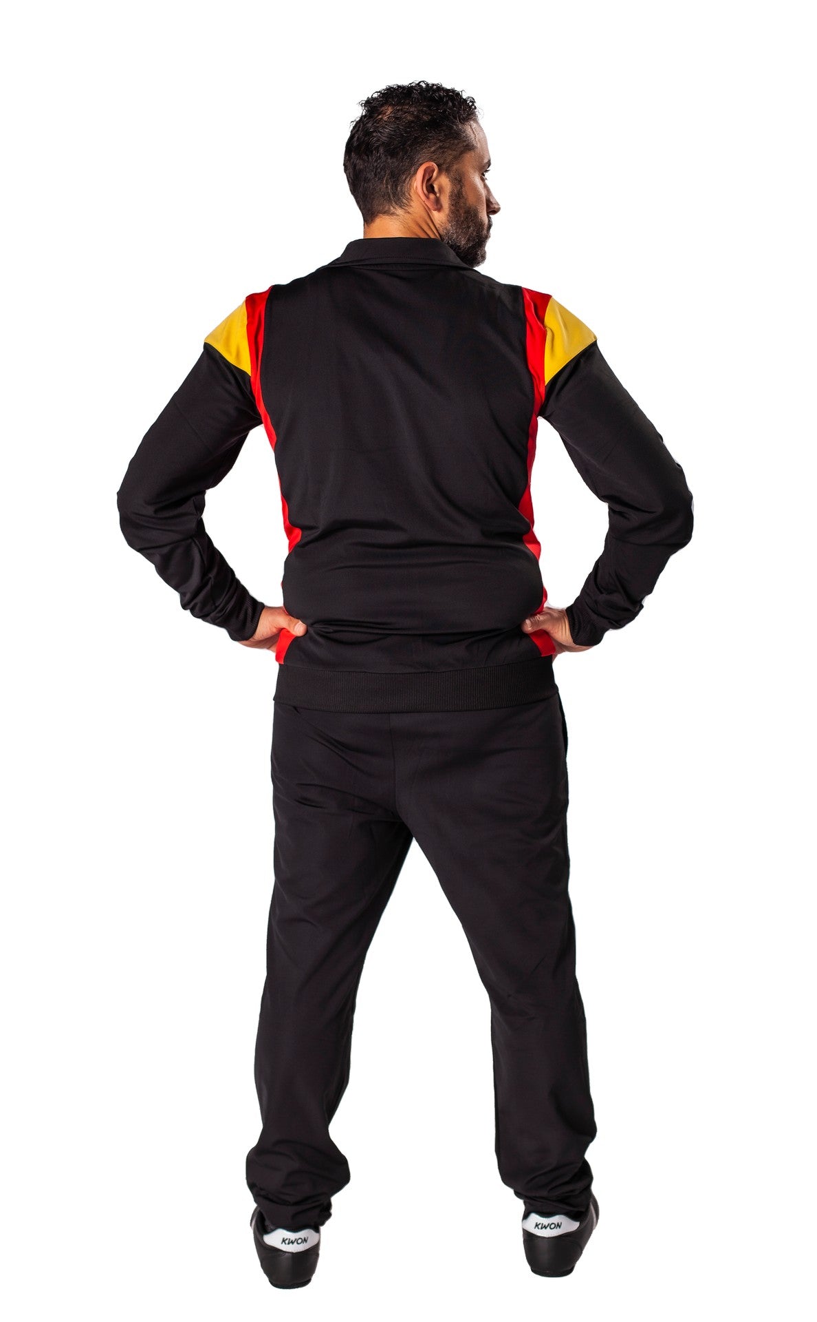Trainingsanzug 1980 schwarz/rot/gelb